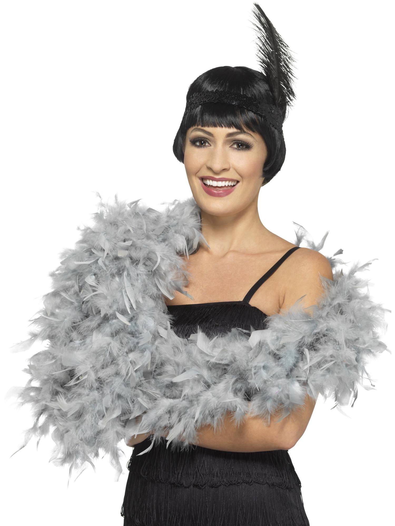 Smiffys Deluxe Feather Boa, Silver - 45196