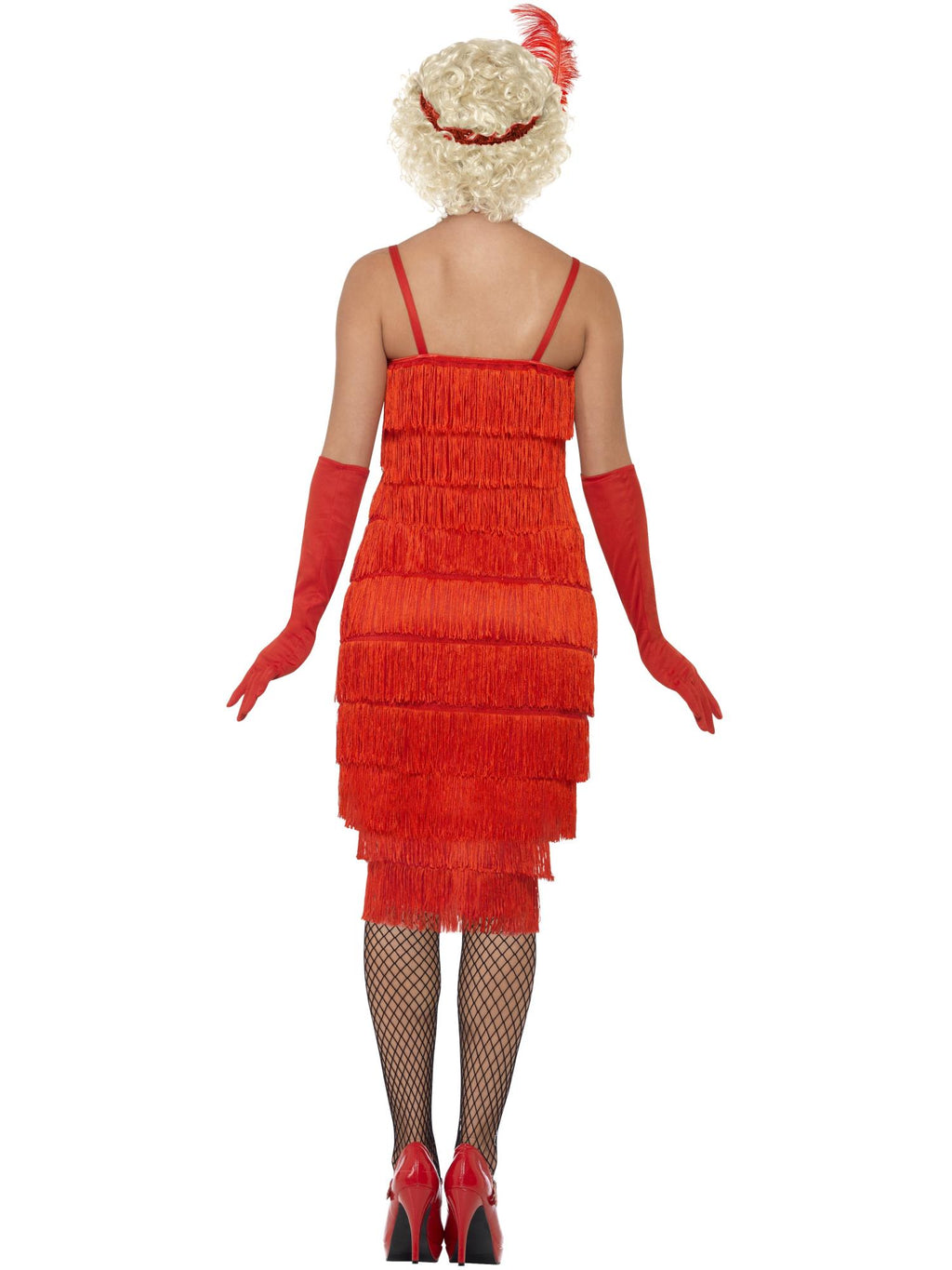 Smiffys Flapper Costume, Red, with Long Dress - 45501