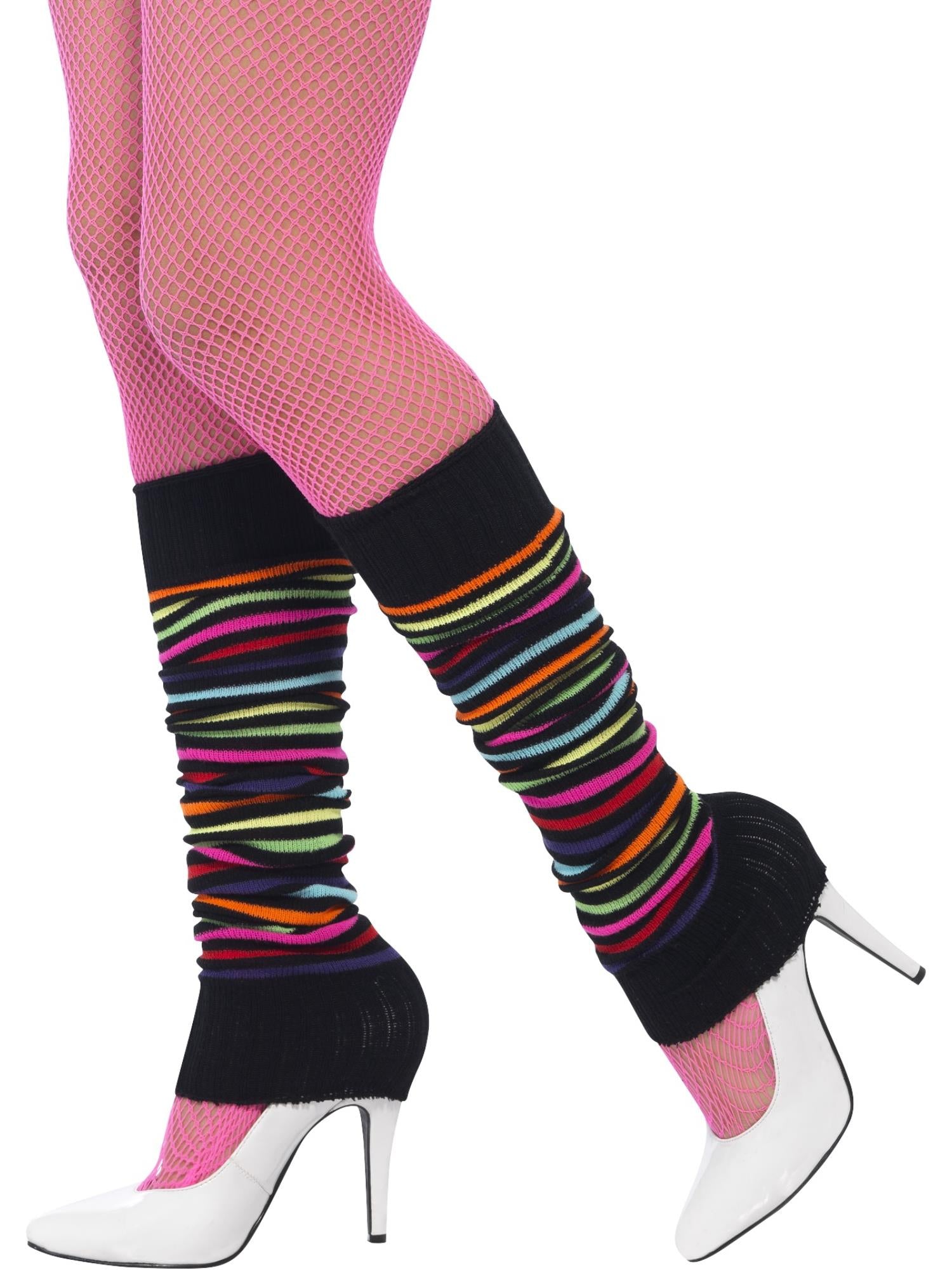 Smiffys Legwarmers, Neon, with Black Stripe - 45642