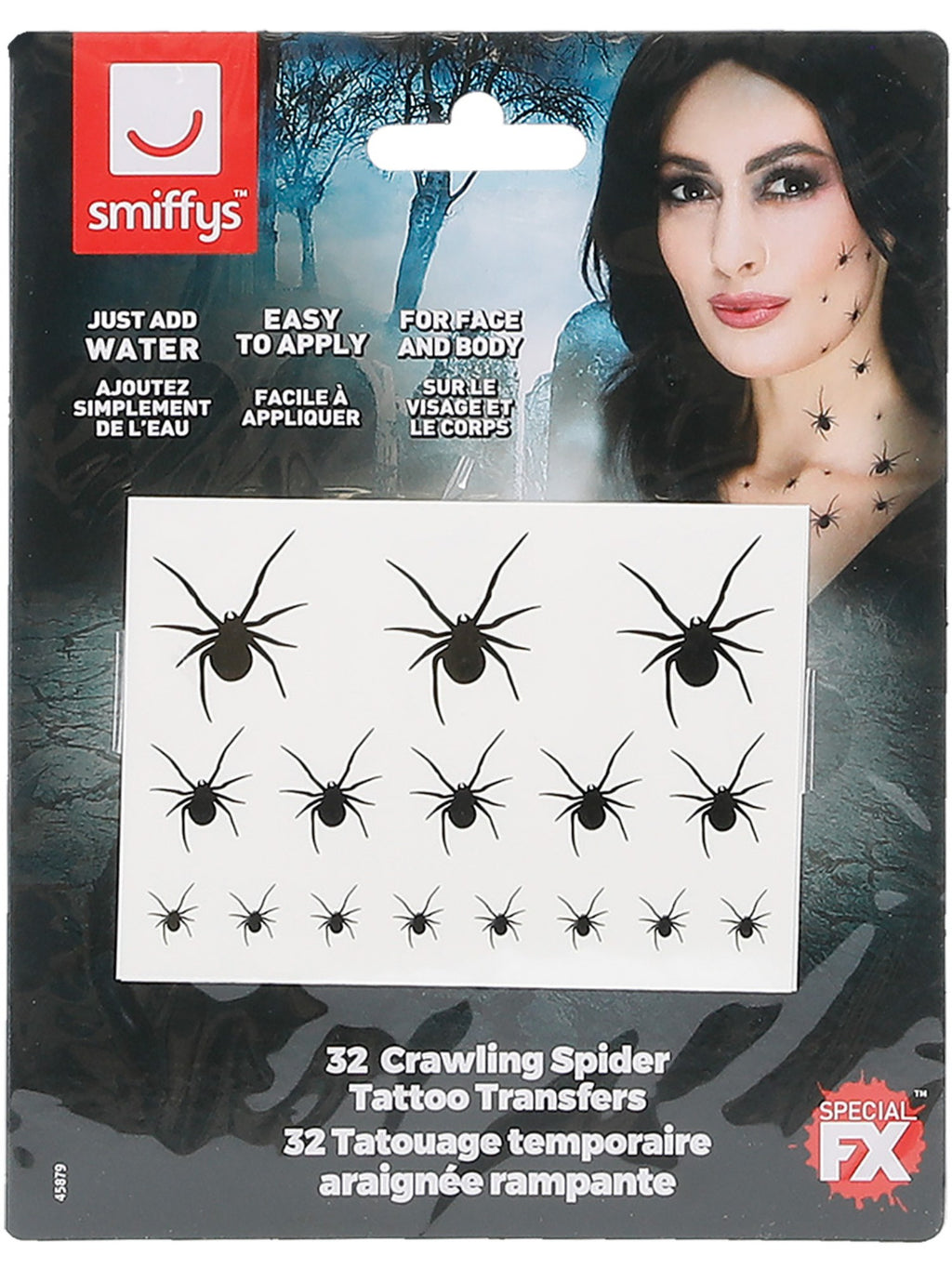 Smiffys Crawling Spider Tattoo Transfers - 45879