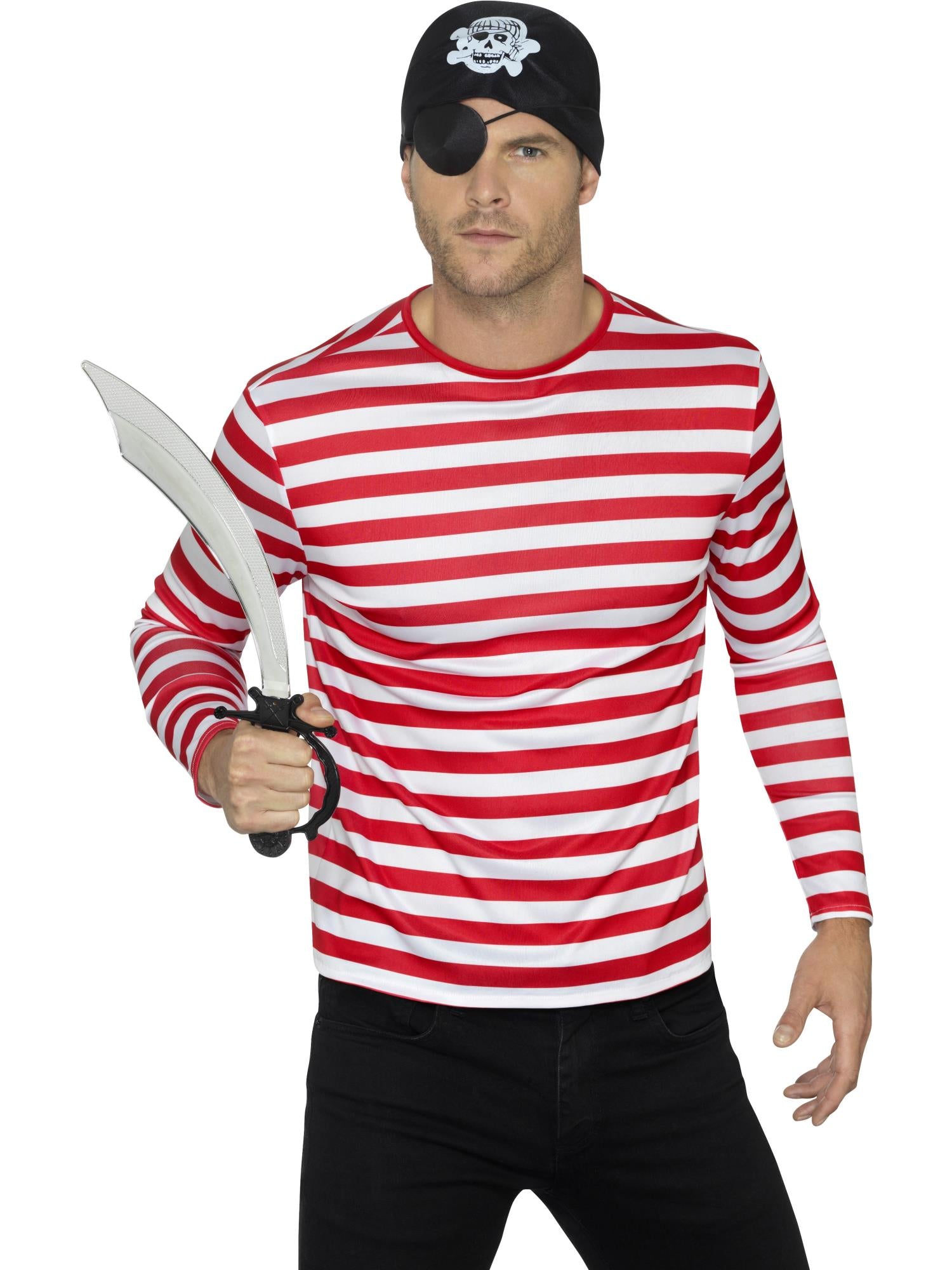 Smiffys Stripy T-Shirt, Red - 46830