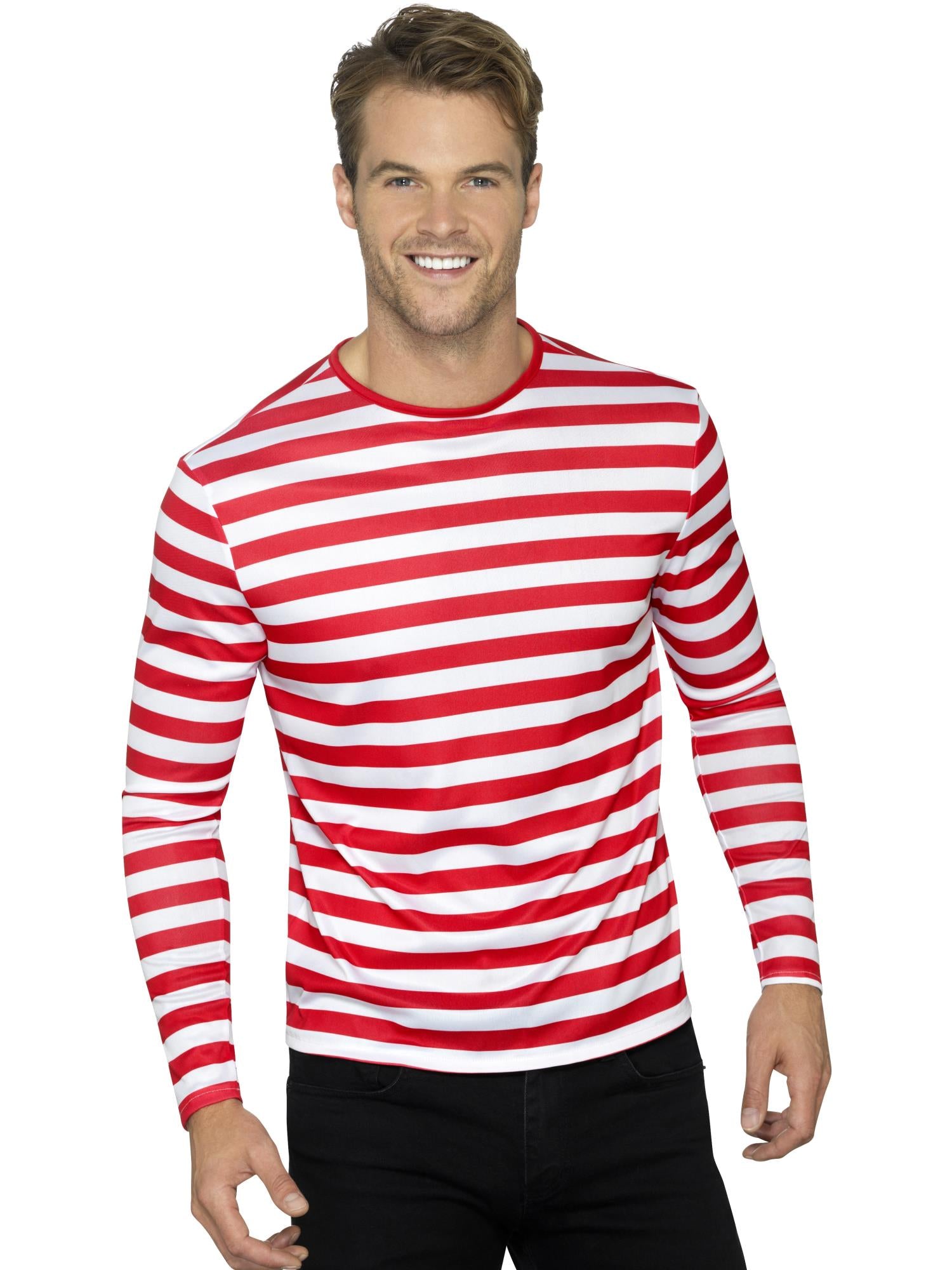 Smiffys Stripy T-Shirt, Red - 46830