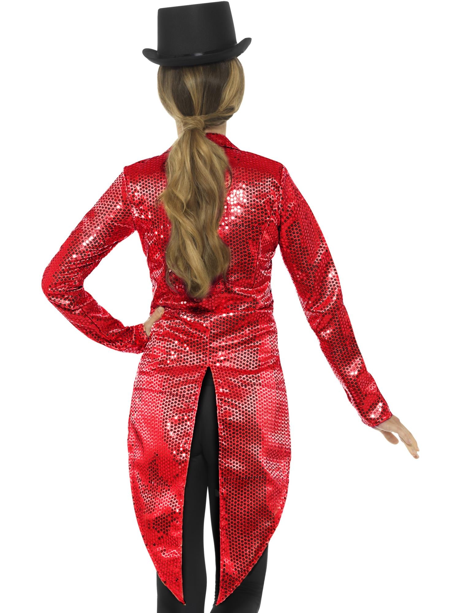 Sequin Tailcoat Jacket, Red