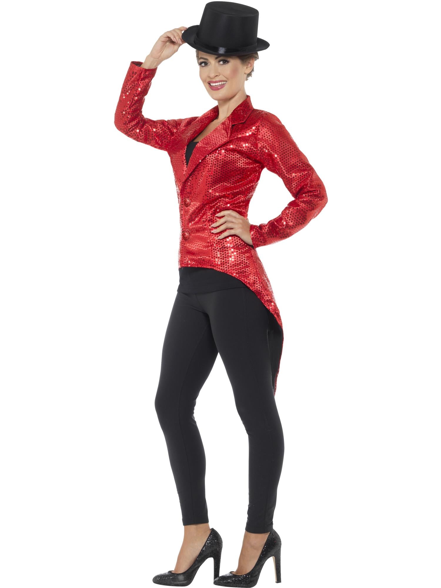 Sequin Tailcoat Jacket, Red