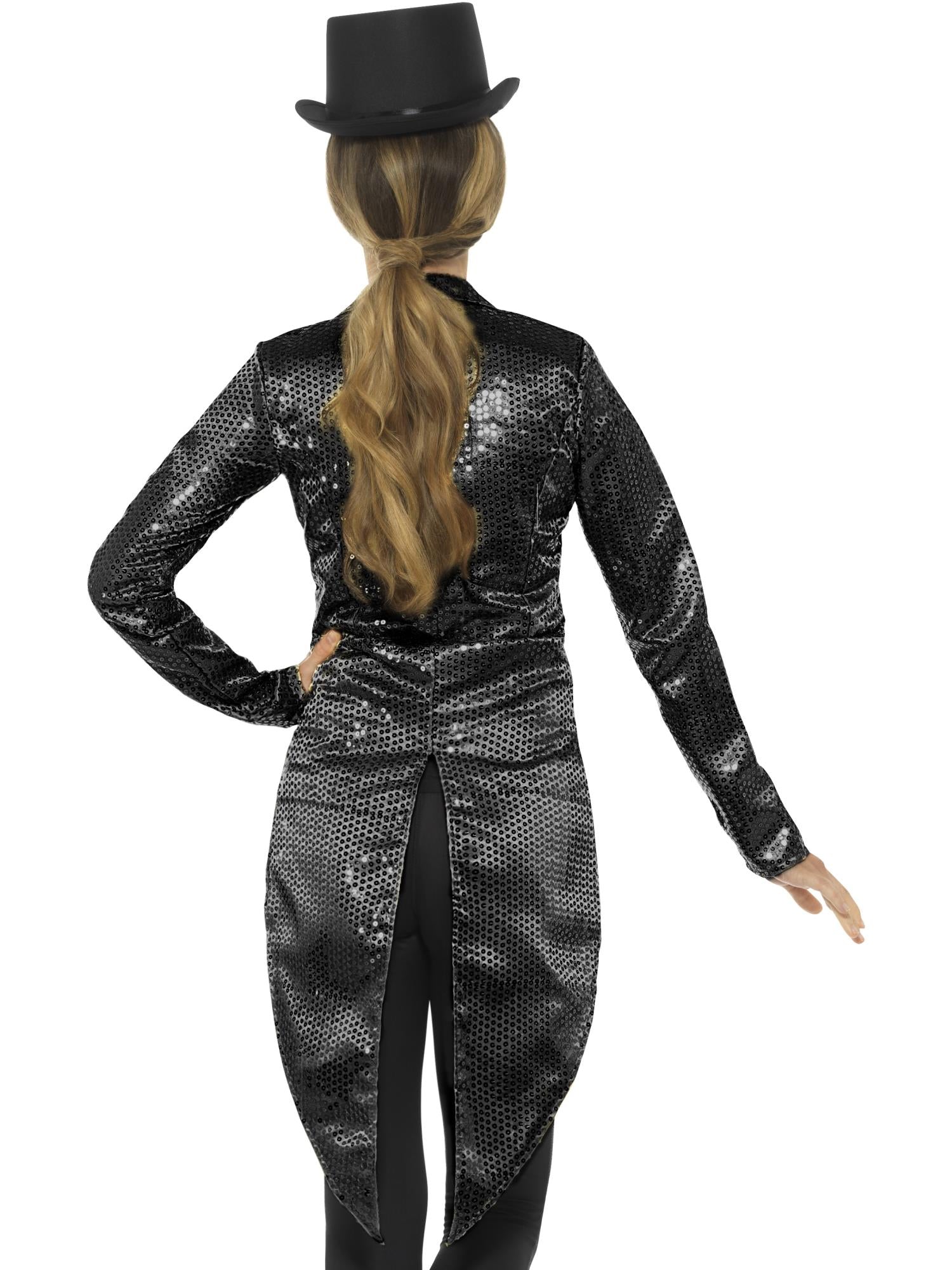Sequin Tailcoat Jacket, Black