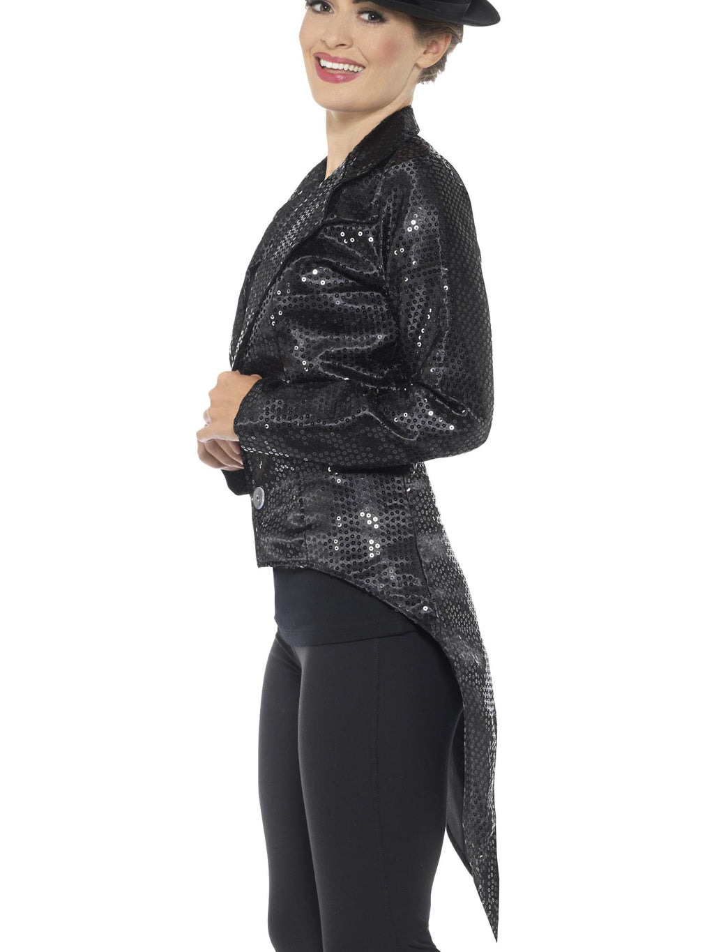 Sequin Tailcoat Jacket, Black