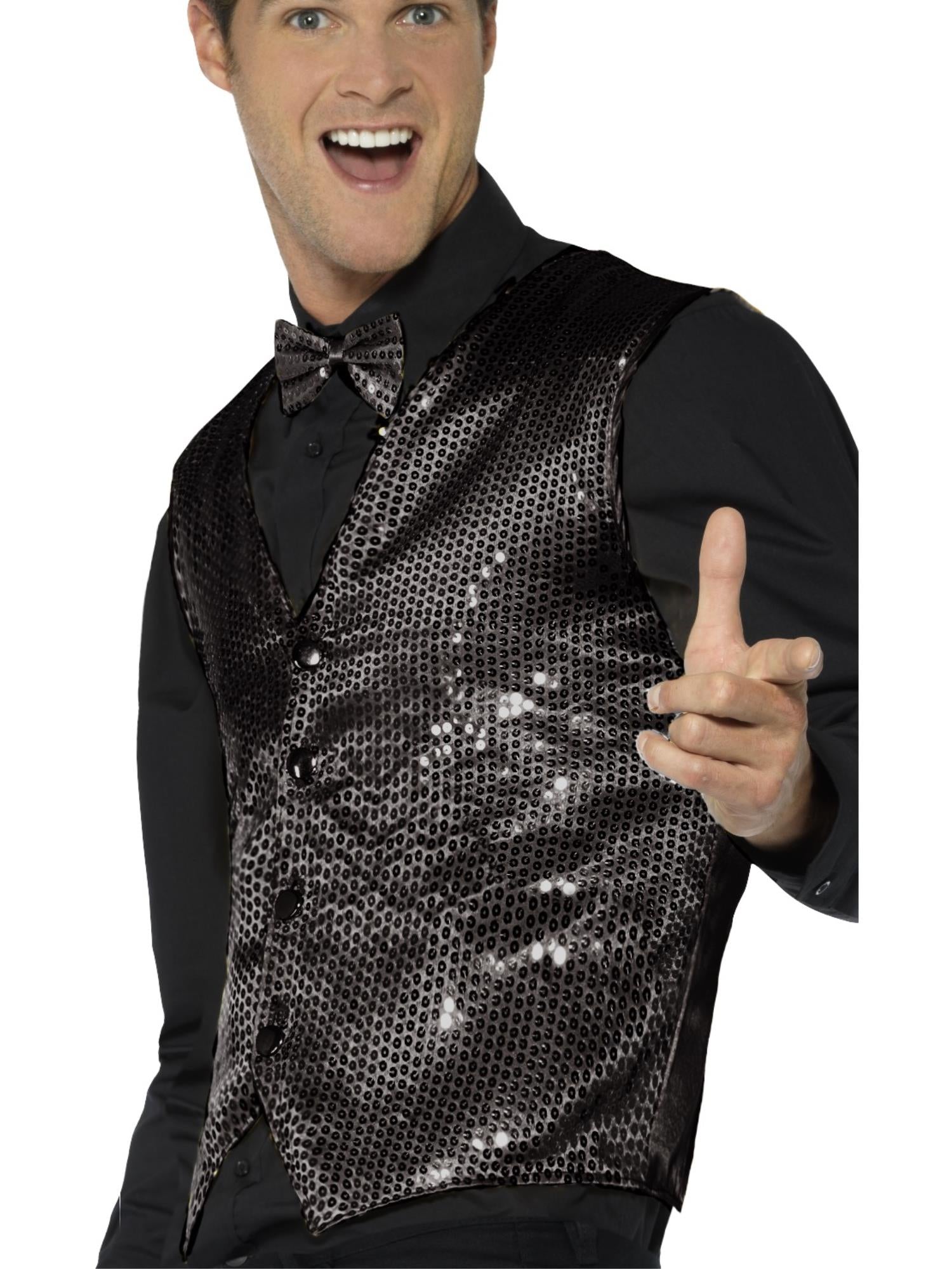 Sequin Waistcoat, Black