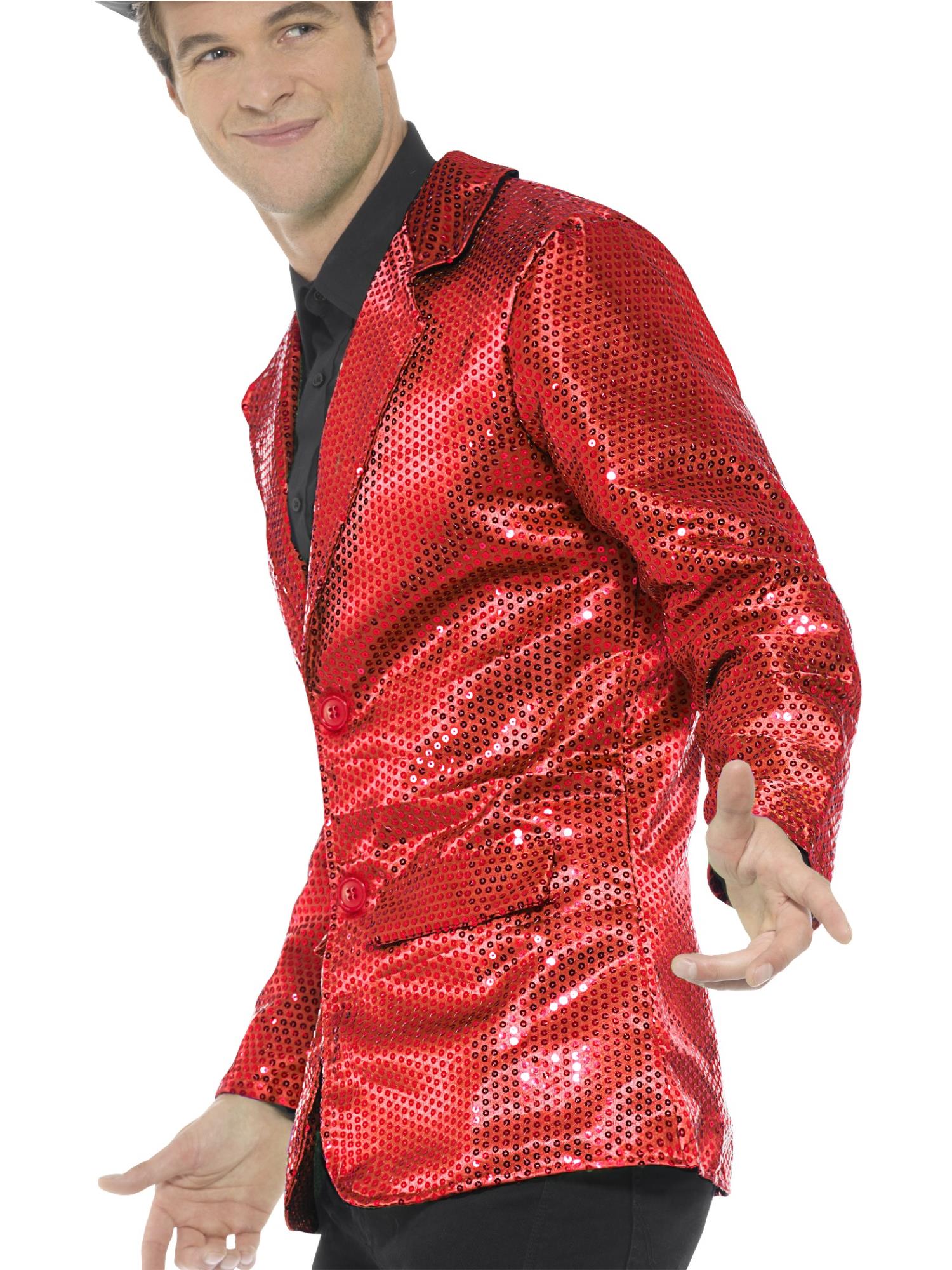 Smiffys Sequin Jacket, Mens, Red - 46983