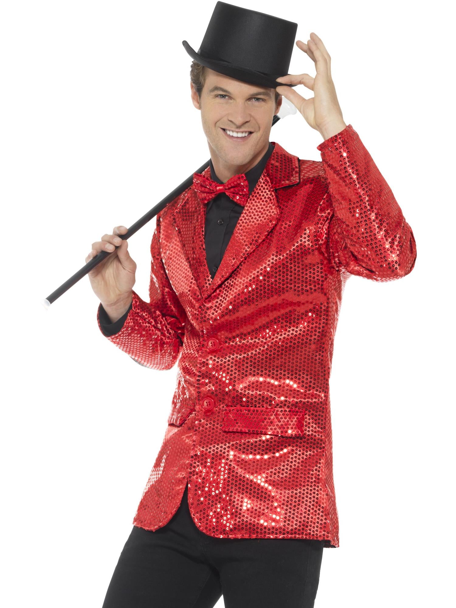 Smiffys Sequin Jacket, Mens, Red - 46983