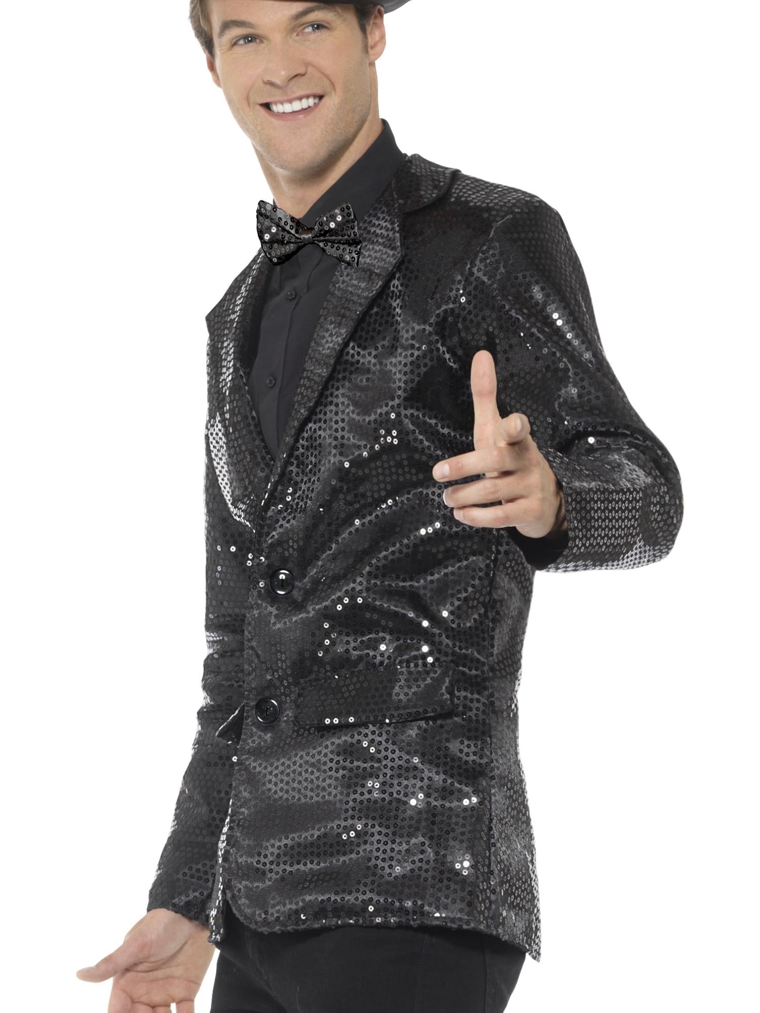 Smiffys Sequin Jacket, Mens, Black - 46984