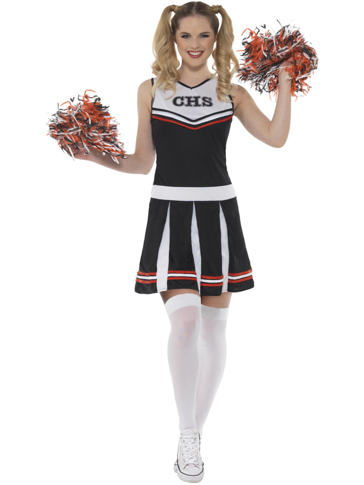 Smiffys Cheerleader Costume, Black - 47122