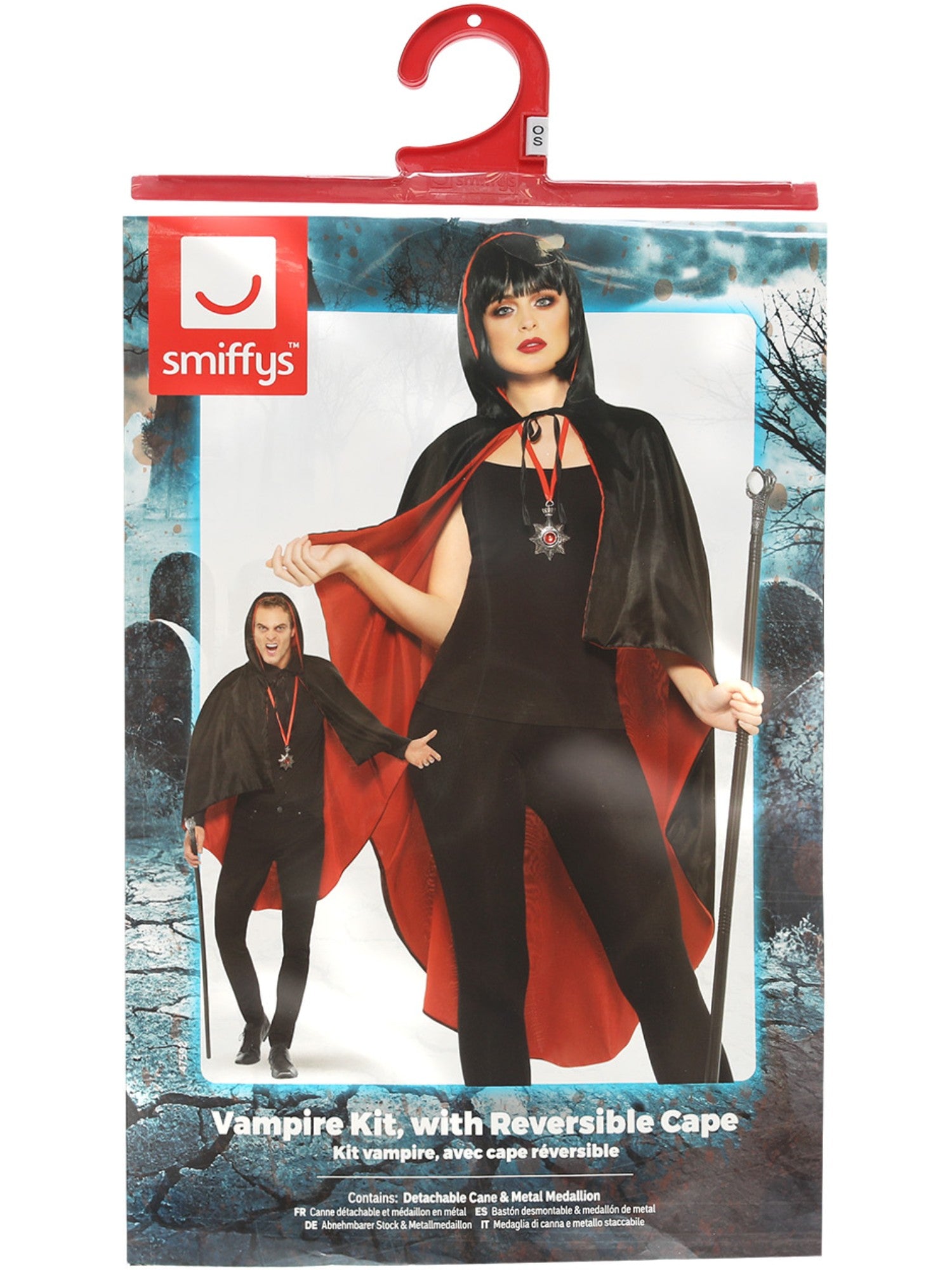 Smiffys Vampire Kit, with Reversible Cape - 47592