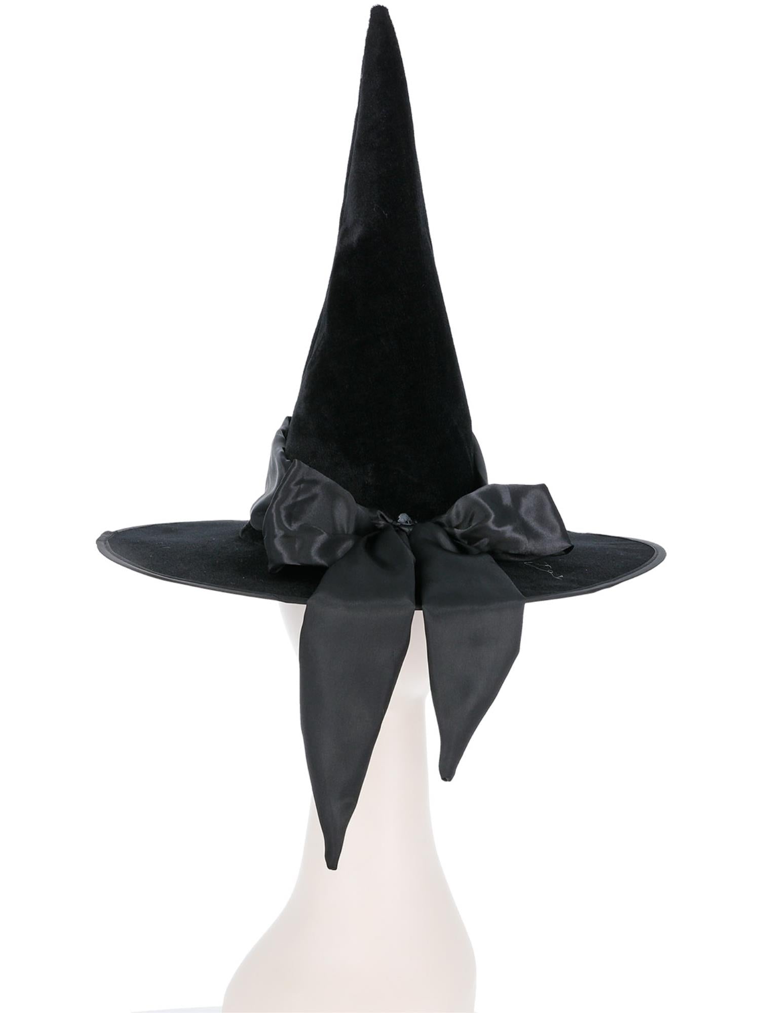 Smiffys Deluxe Witch Hat, Black, with Black Bow - 48024