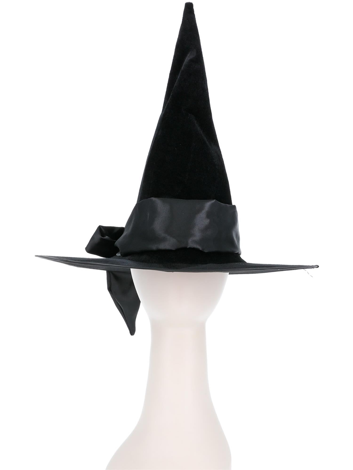 Smiffys Deluxe Witch Hat, Black, with Black Bow - 48024