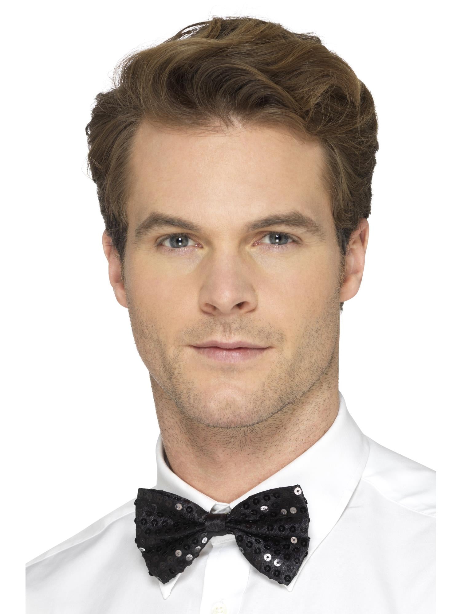Sequin Bow Tie, Black