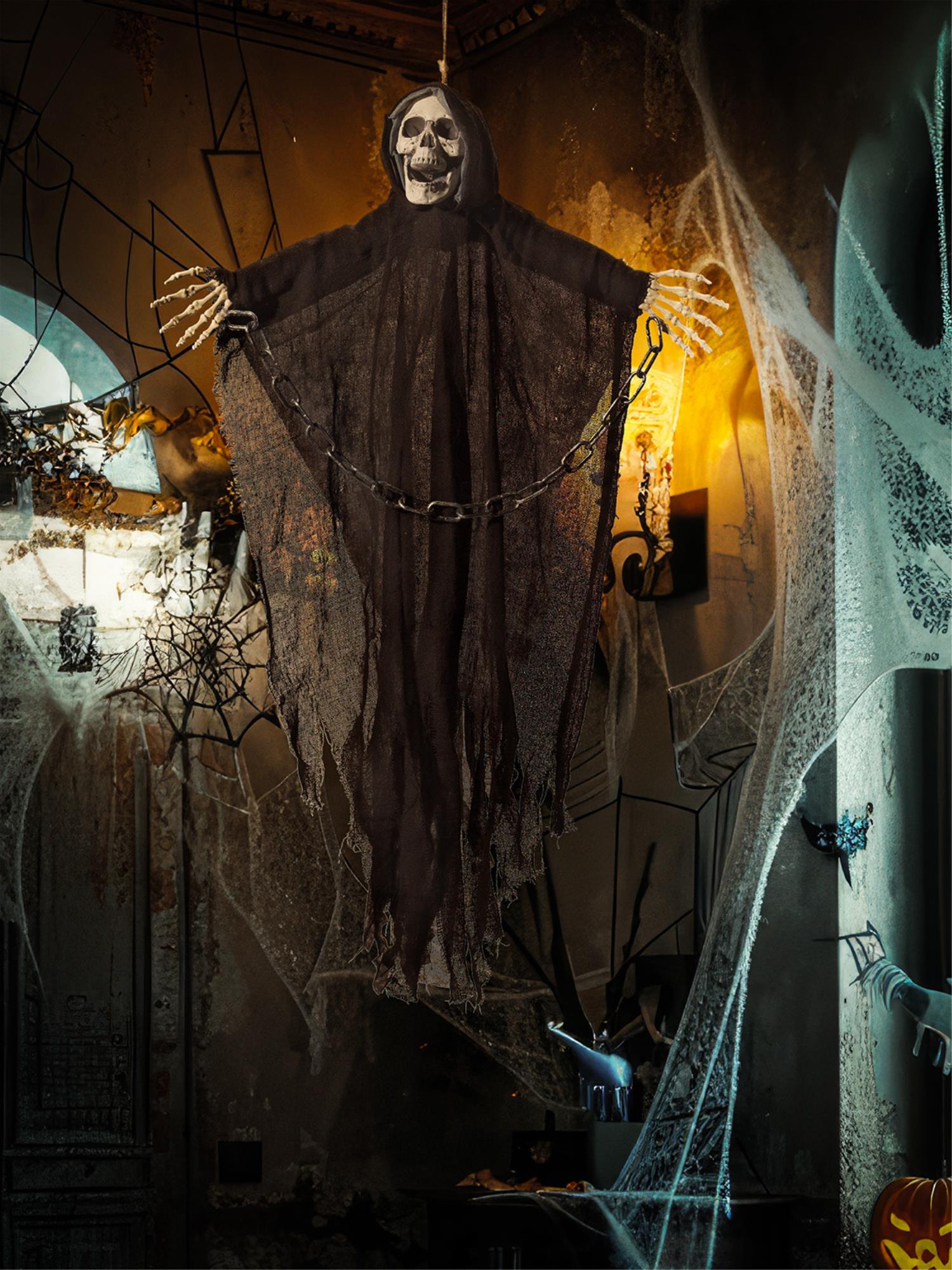 Smiffys Hanging Reaper Skeleton Decoration - 48223