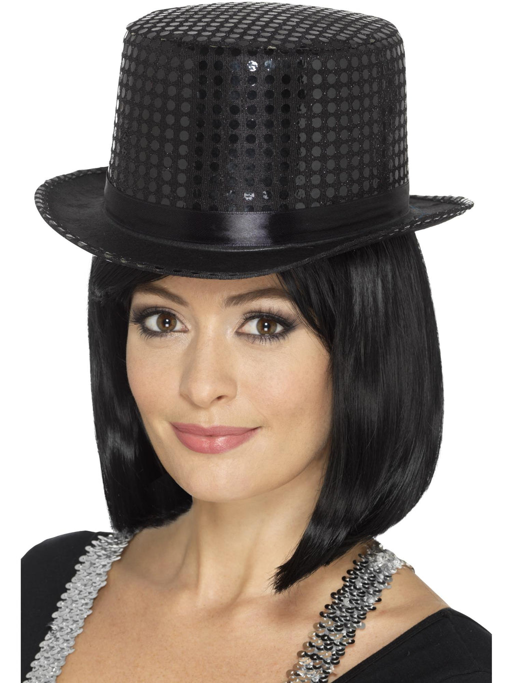 Sequin Top Hat, Black