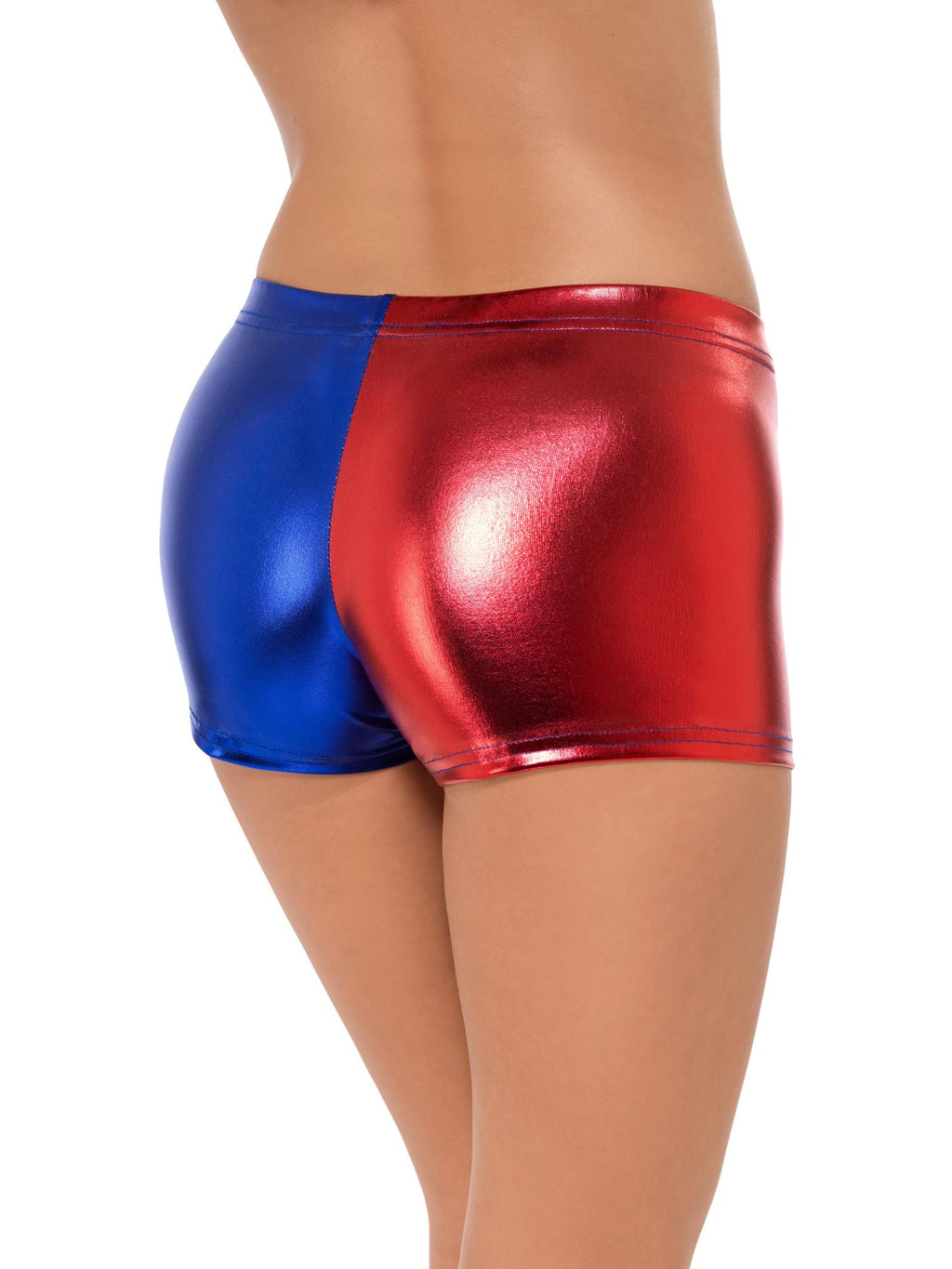 Smiffys Fever Miss Jester Whiplash Shorts, Red & Blue - 48348