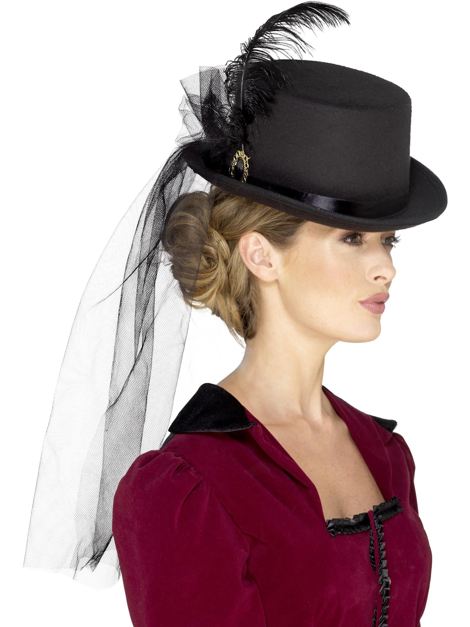 Deluxe Ladies Victorian Top Hat with Veil