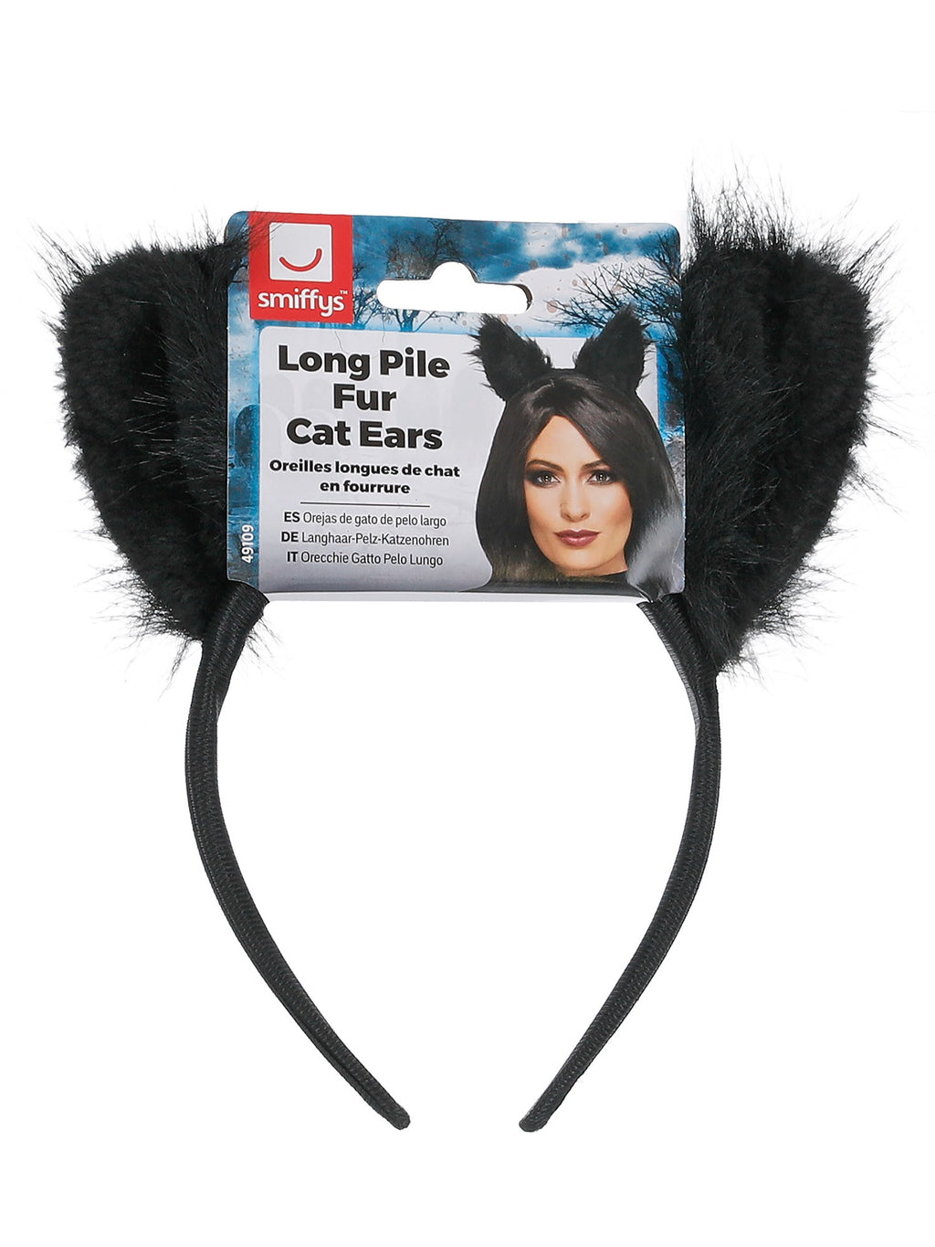 Smiffys Long Pile Fur Cat Ears - 49109
