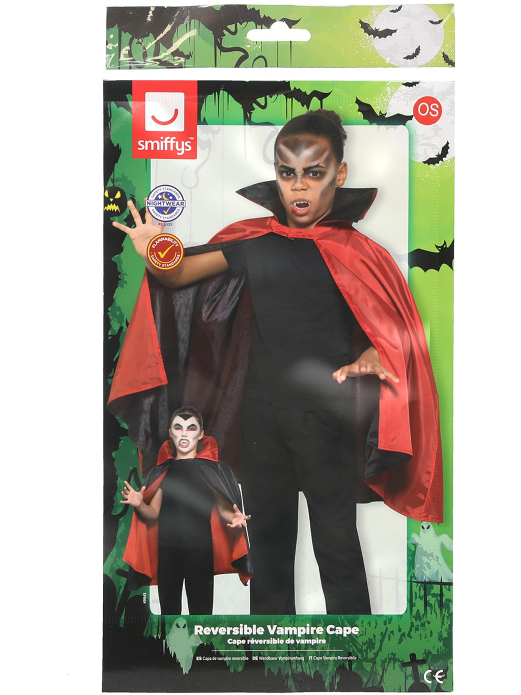 Smiffys Reversible Vampire Cape, Kids - 49843