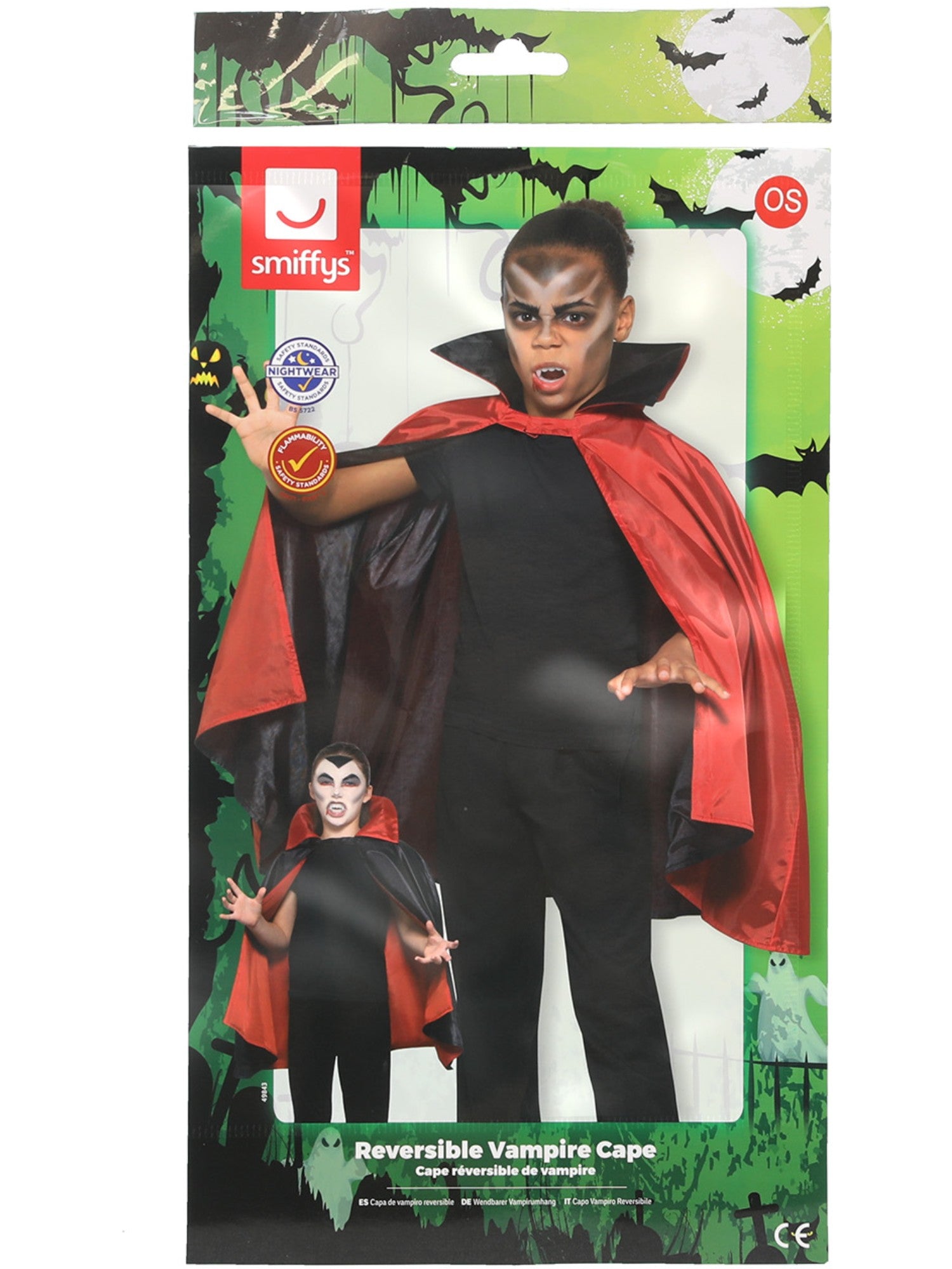 Smiffys Reversible Vampire Cape, Kids - 49843