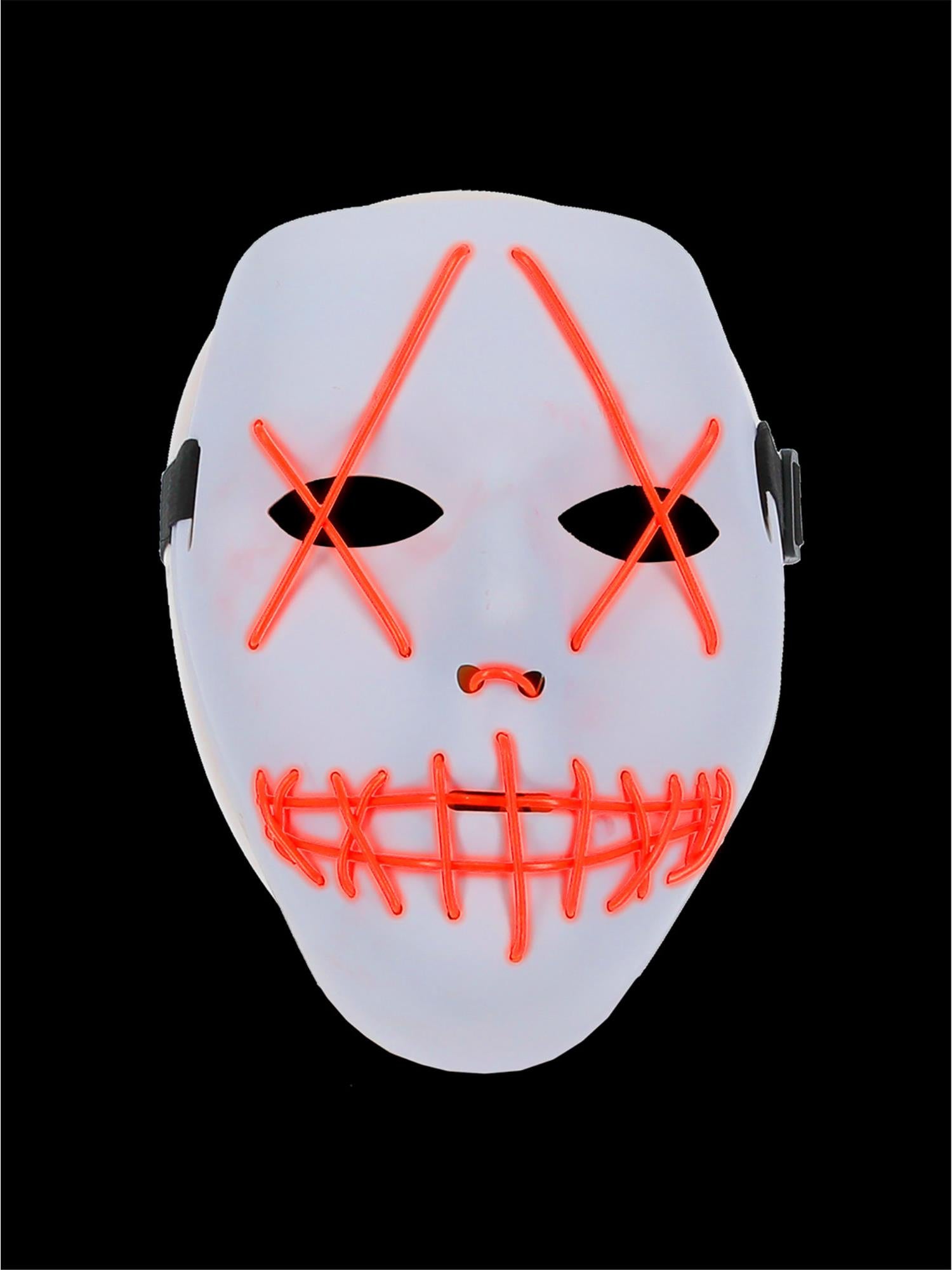 Smiffys Stitch Face Mask, Neon Pink Light Up - 52362