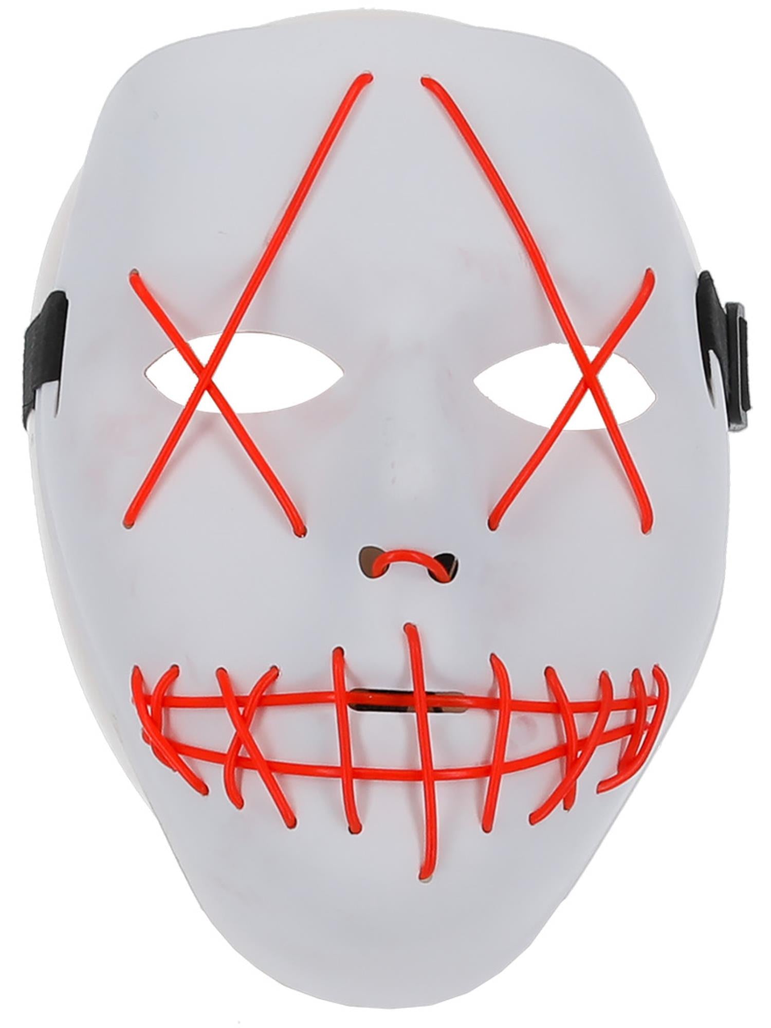 Smiffys Stitch Face Mask, Neon Pink Light Up - 52362