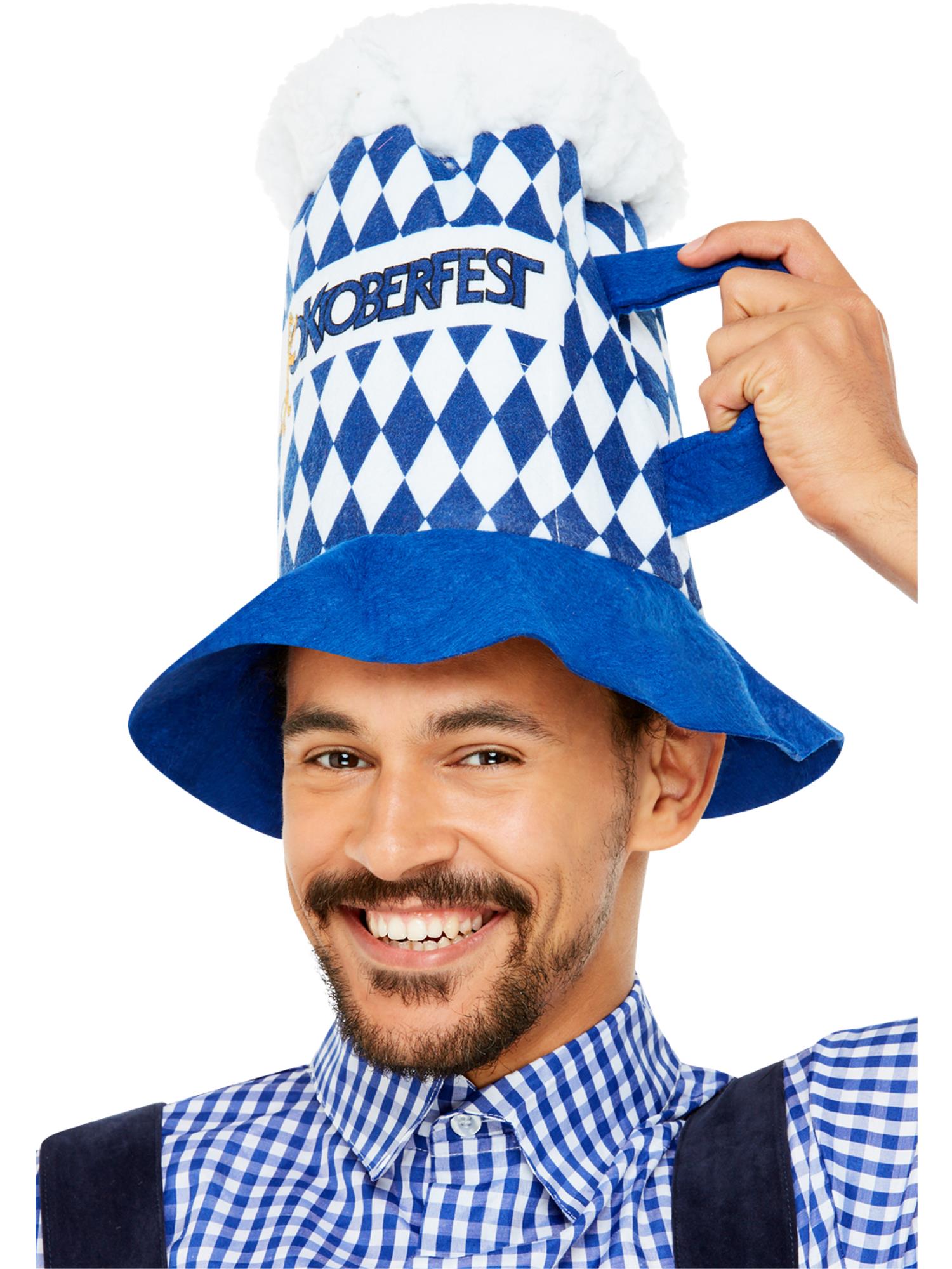 Beer Festival Beer Hat, Blue  & White Chequered