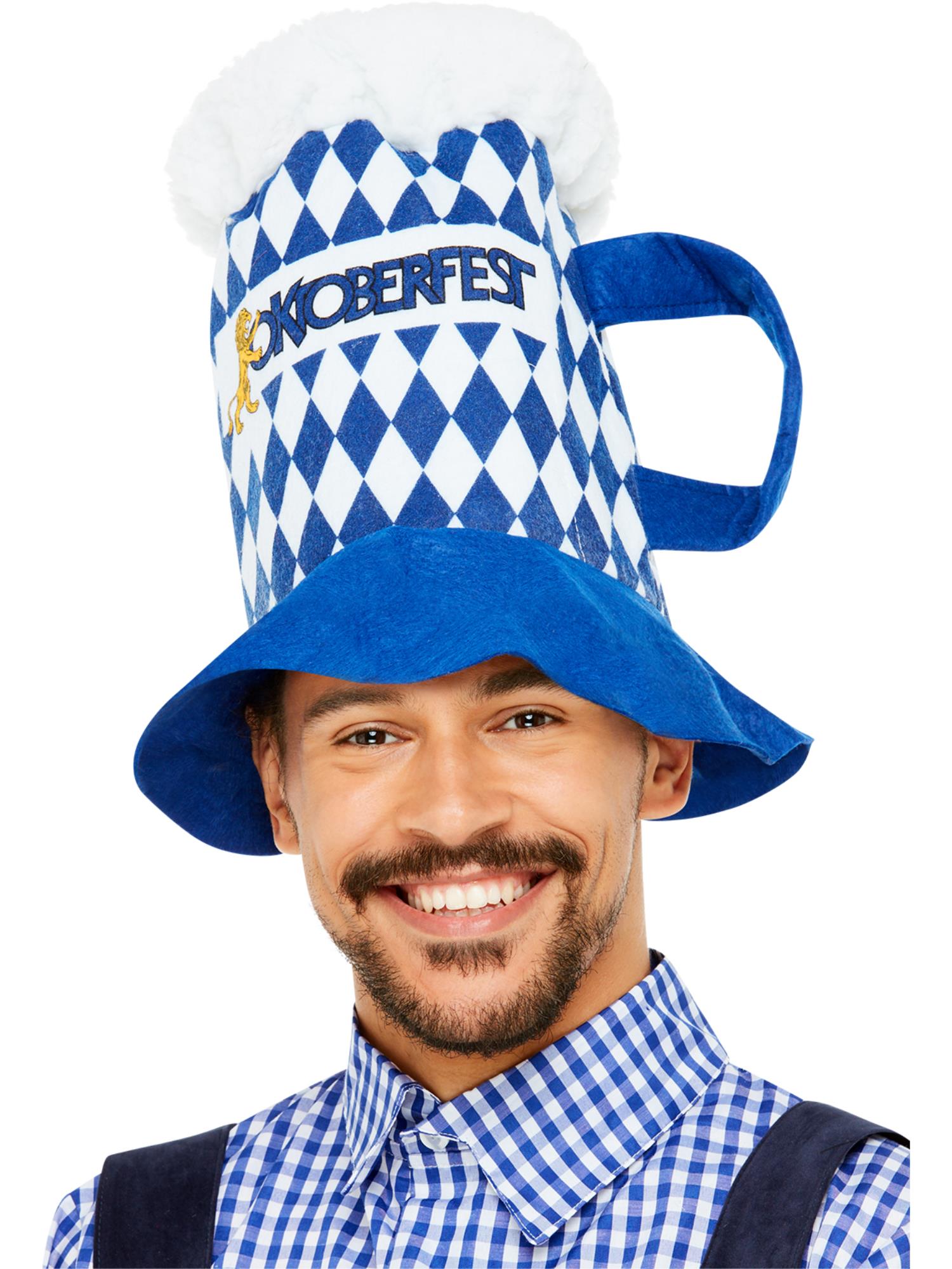 Beer Festival Beer Hat, Blue  & White Chequered