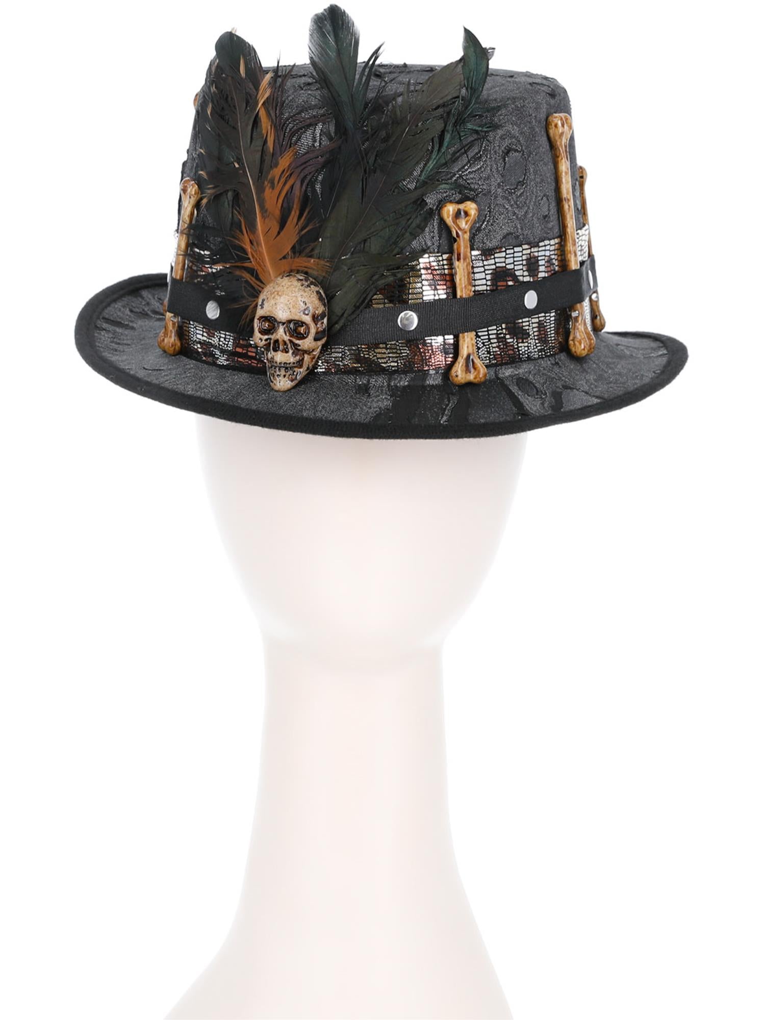 Witch Doctor Distressed Black Top Hat
