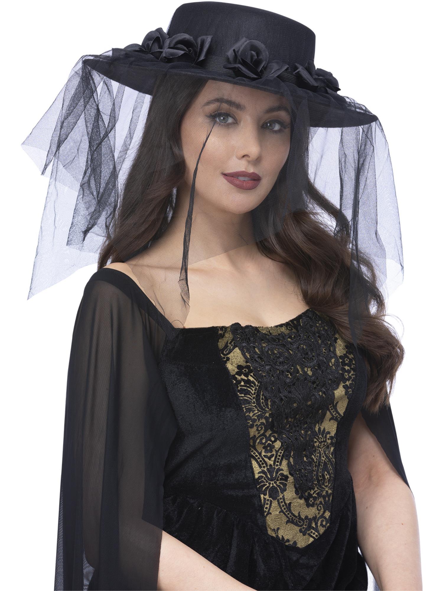 Gothic Black Widow Funeral Hat