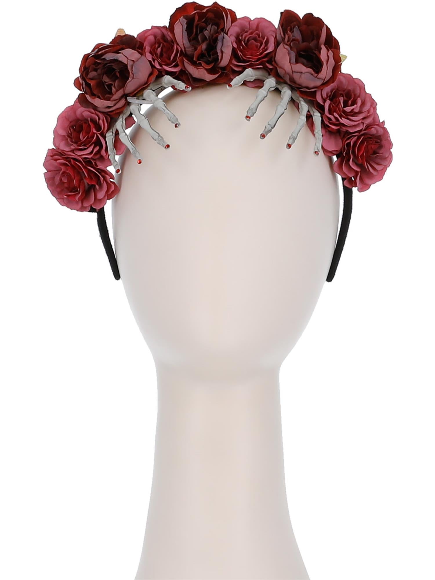 Red Rose & Skeleton Hand Headband