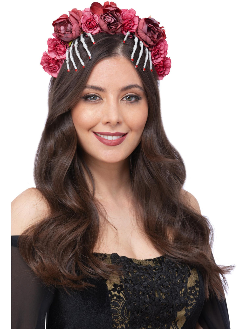 Red Rose & Skeleton Hand Headband