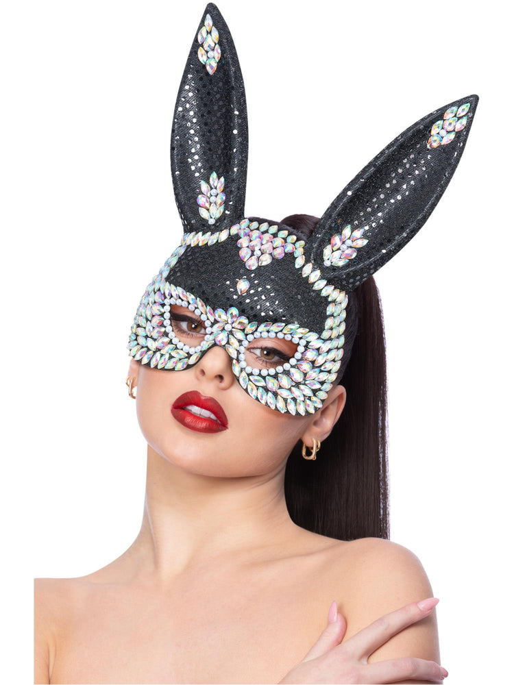 Fever Black Jewel Sequin Rabbit Mask