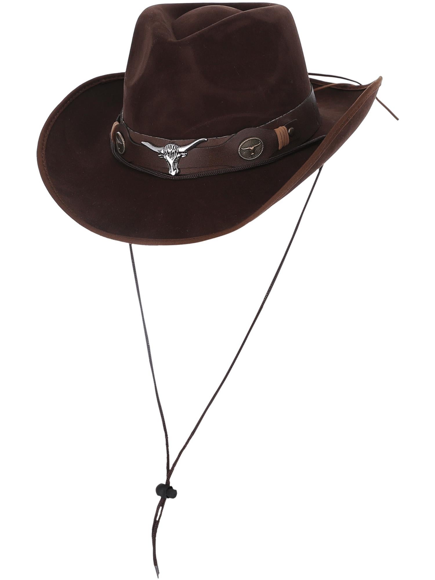 Brown Mock Leather Western Cowboy Hat