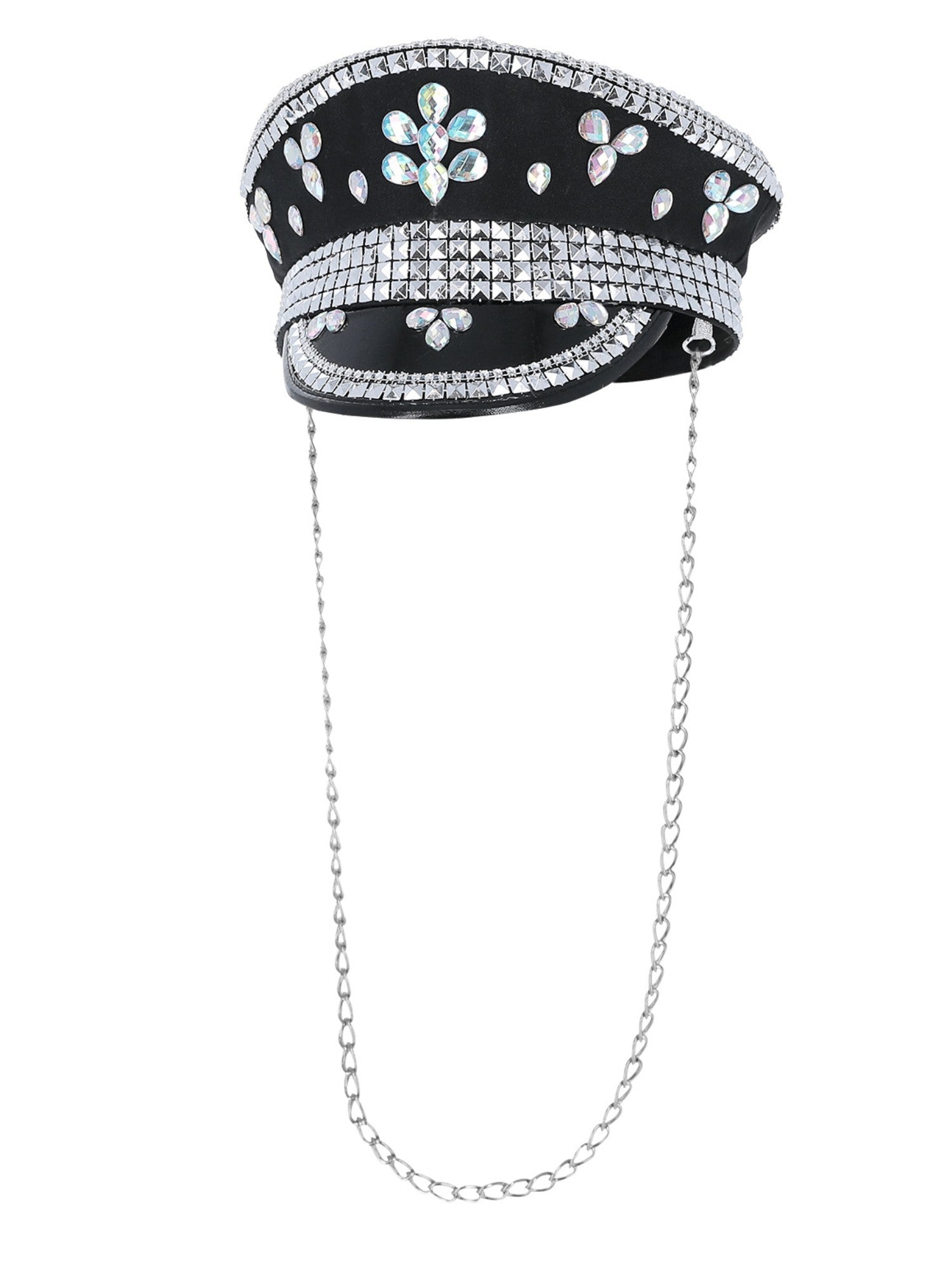 Fever Deluxe Sequin Studded Captains Hat, Black