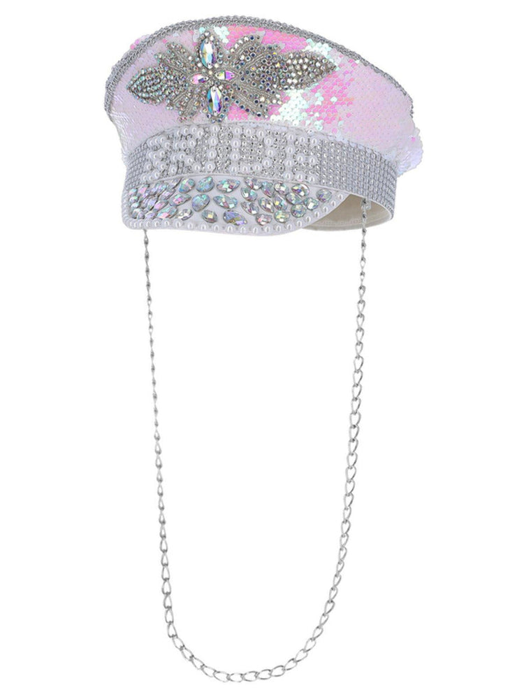 Fever Deluxe Sequin & Pearl Bride Captains Hat