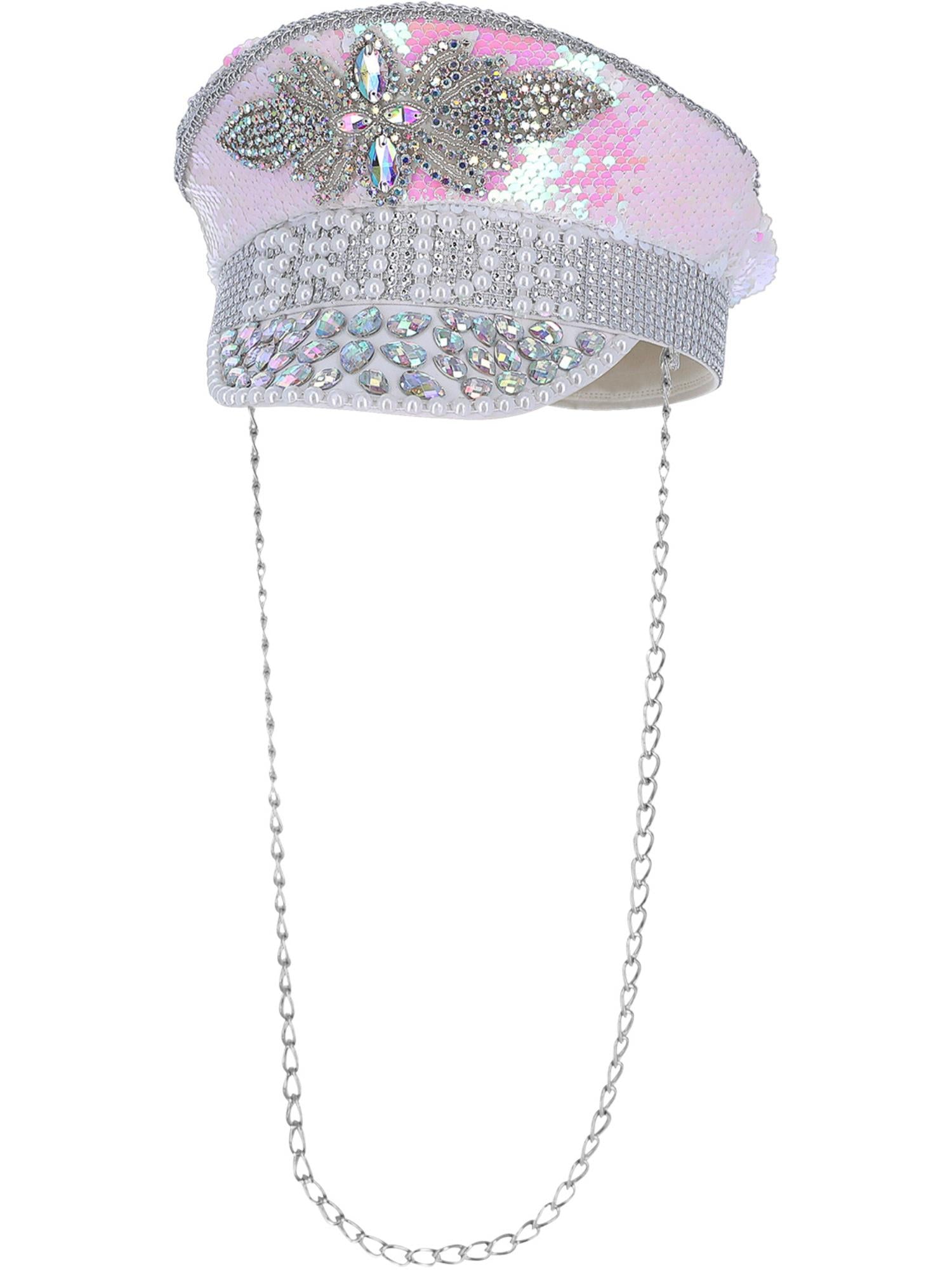 Fever Deluxe Sequin & Pearl Bride Captains Hat