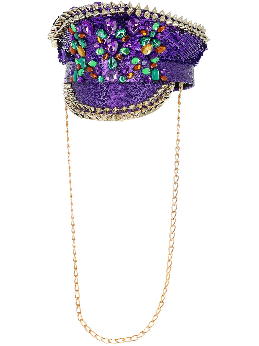 Fever Deluxe Sequin Studded Captains Hat, Purple