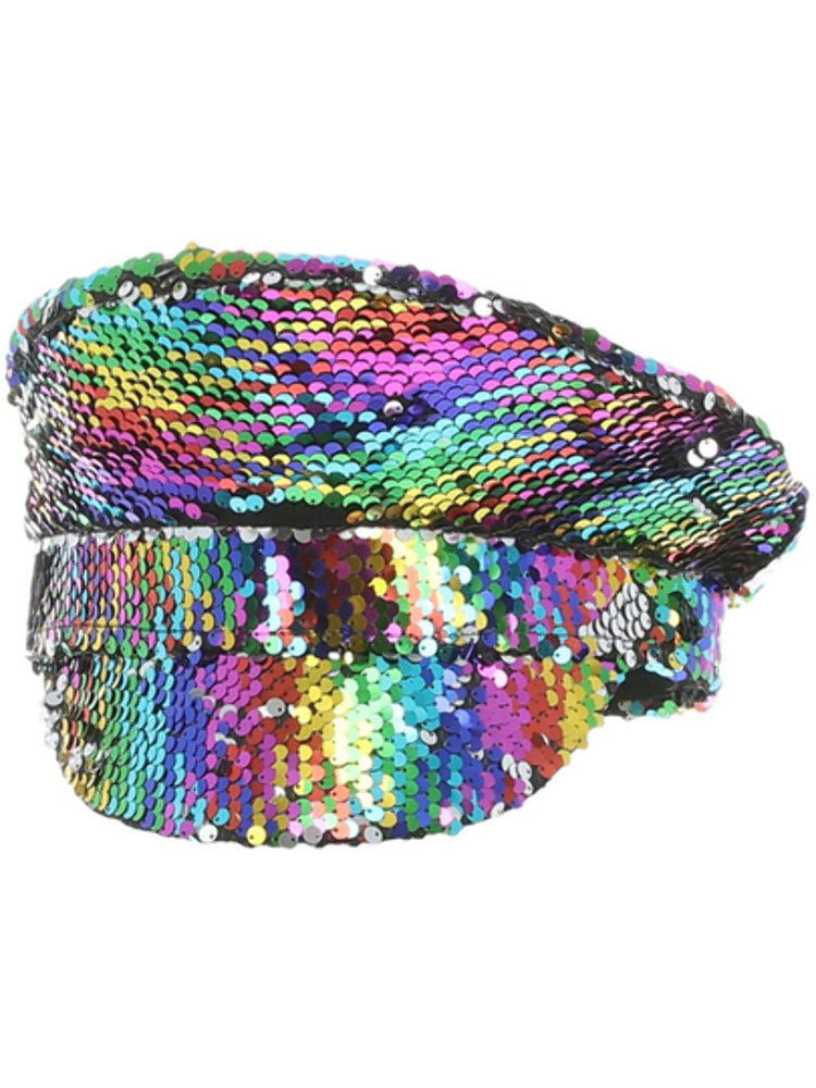 Sequin Captains Hat, Rainbow