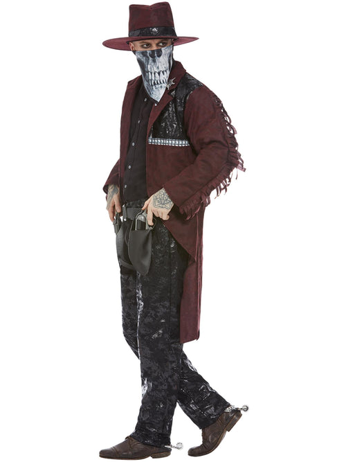 Mens Deluxe Dark Spirit Western Cowboy Costume, Burgundy