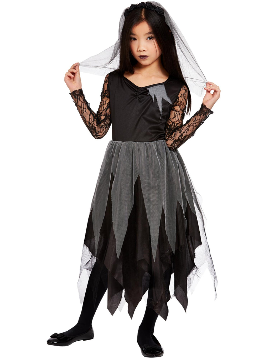 Girls Black Graveyard Bride Costume