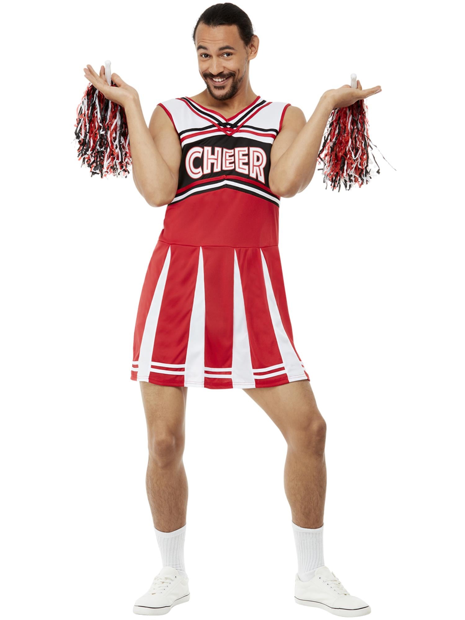 Give Me A...Cheerleader Mens Costume, White & Red