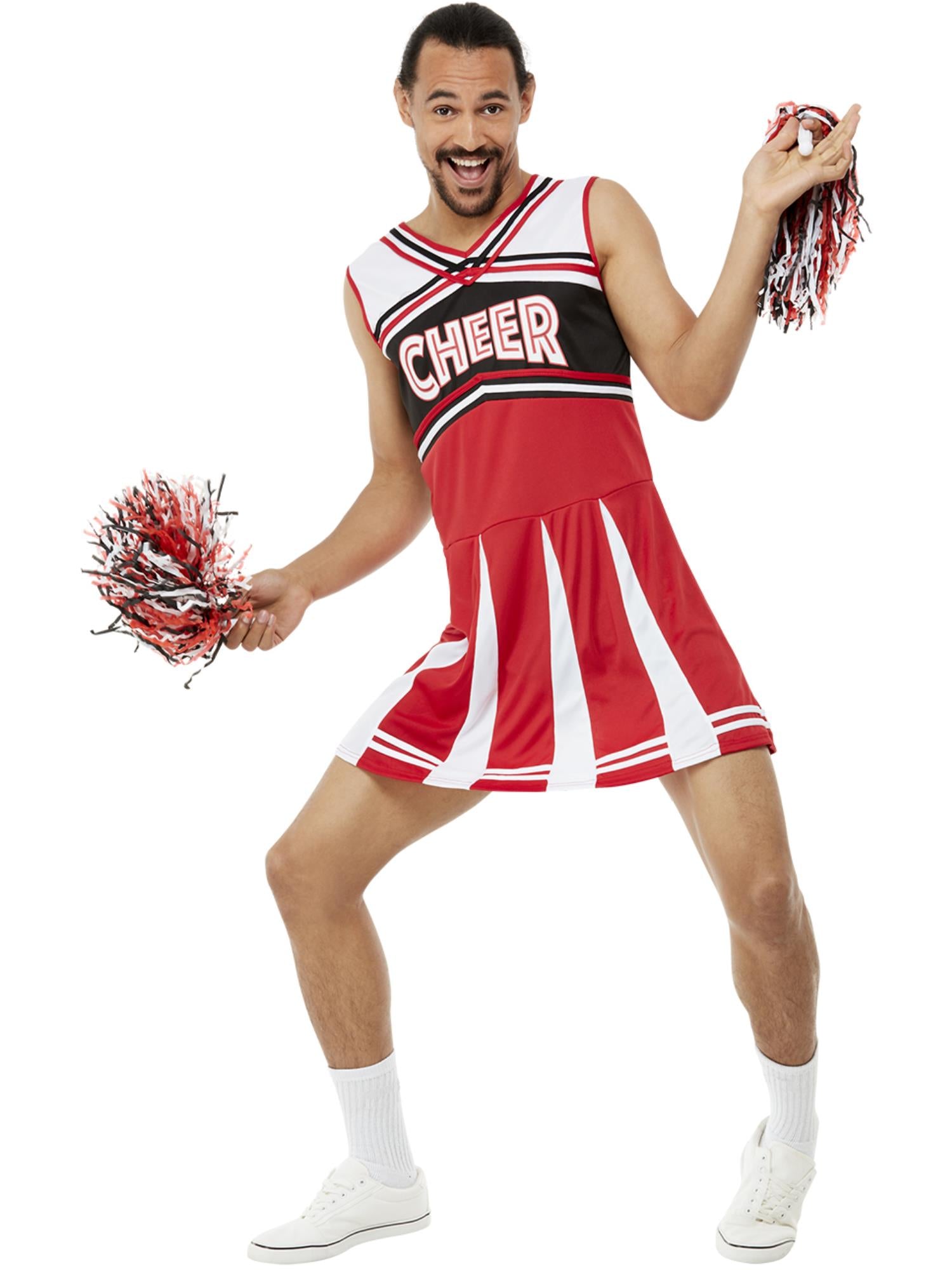 Give Me A...Cheerleader Mens Costume, White & Red