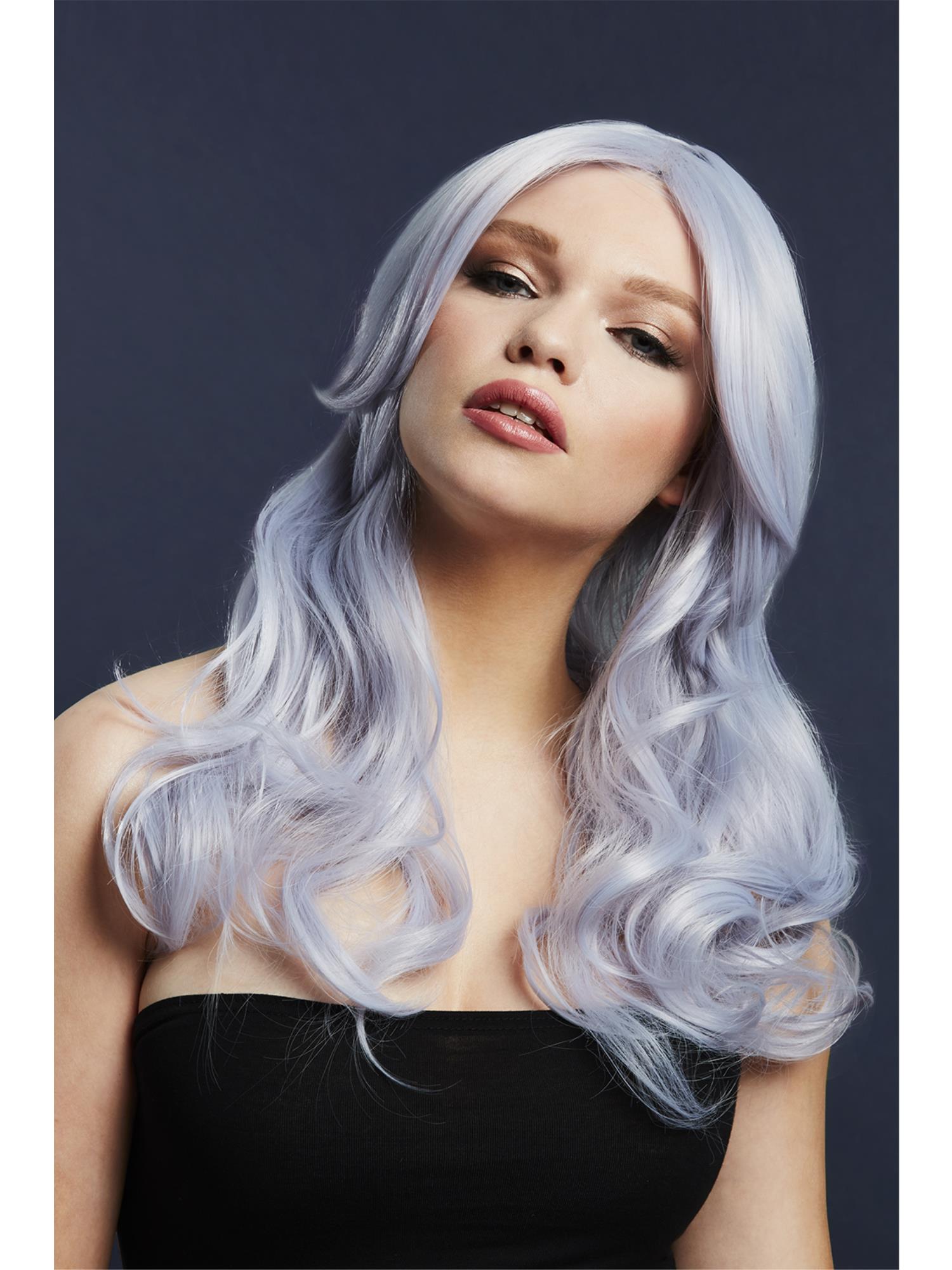 Smiffys Fever Nicole Wig, Silver Blonde, Soft Wave with Side Parting - 43534