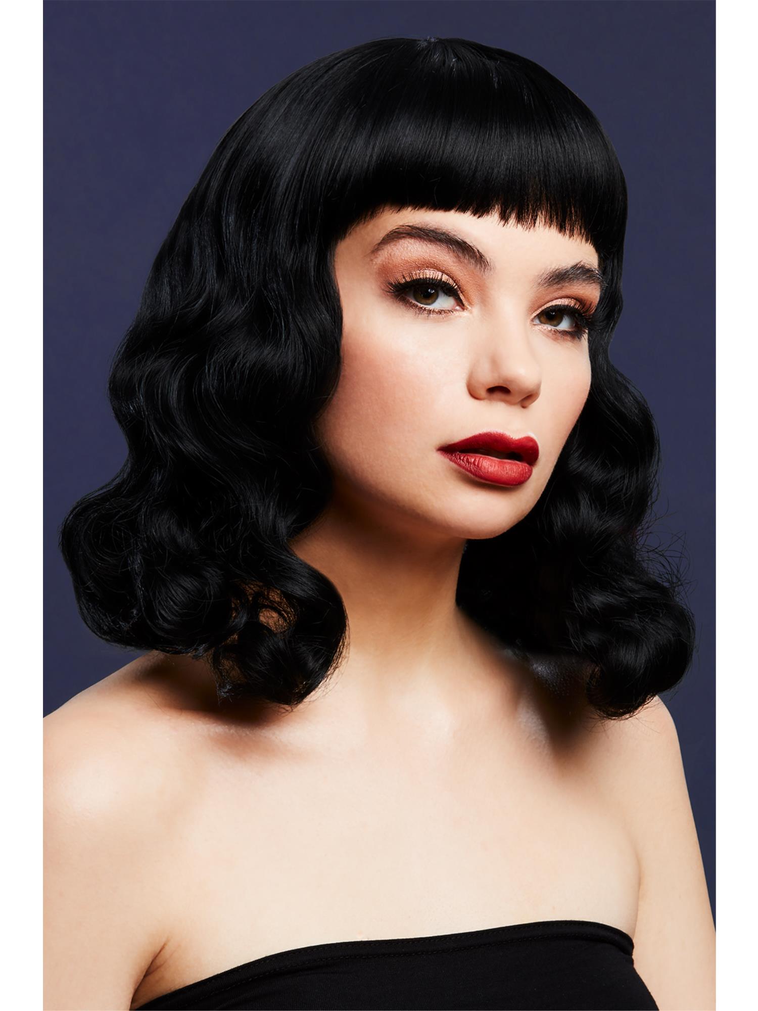 Fever Bettie Wig with Short Fringe, Black