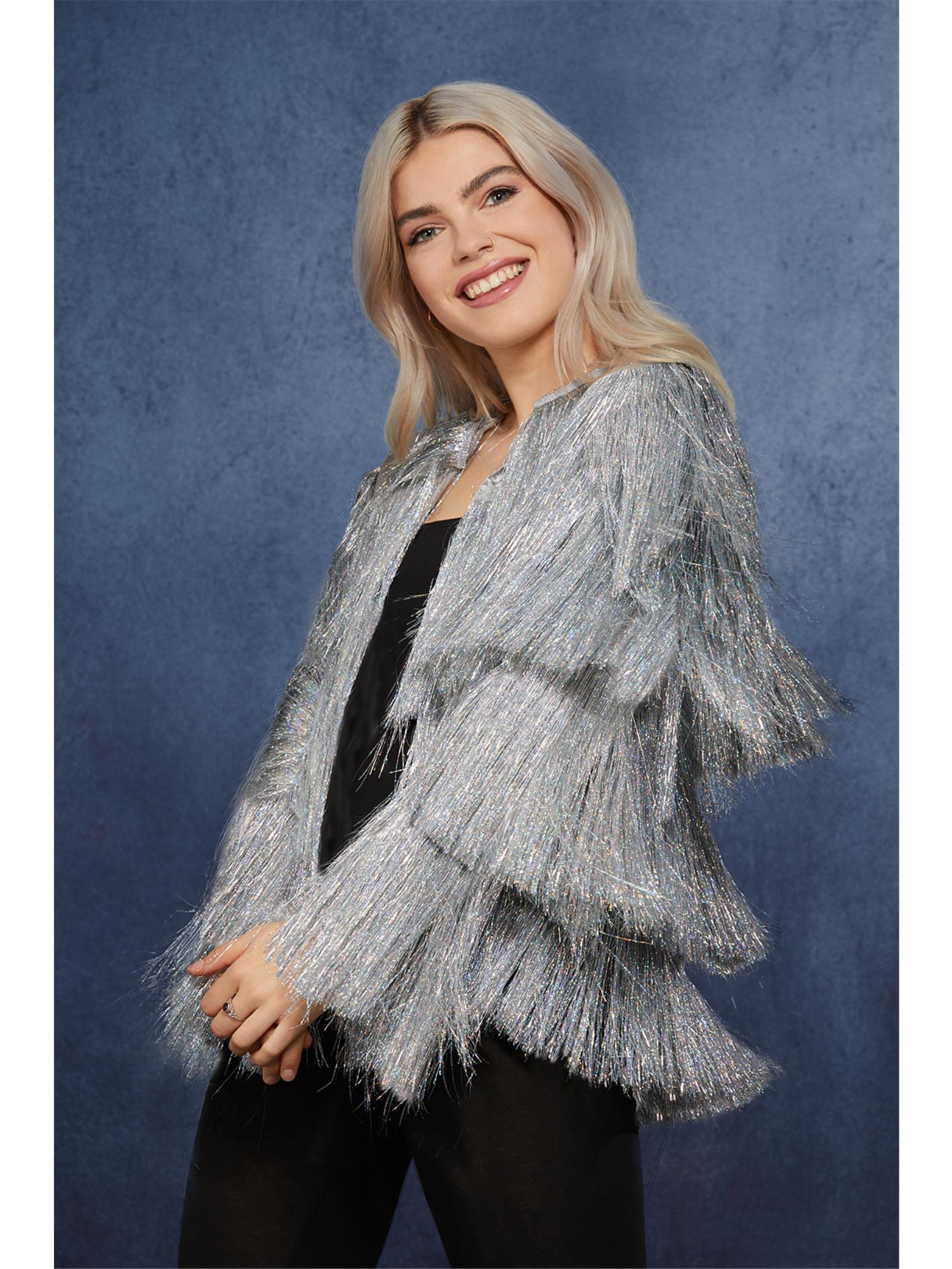 Fever Tinsel Festival Jacket, Silver