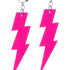 80s Neon Lightening Bolt Earrings, Pink