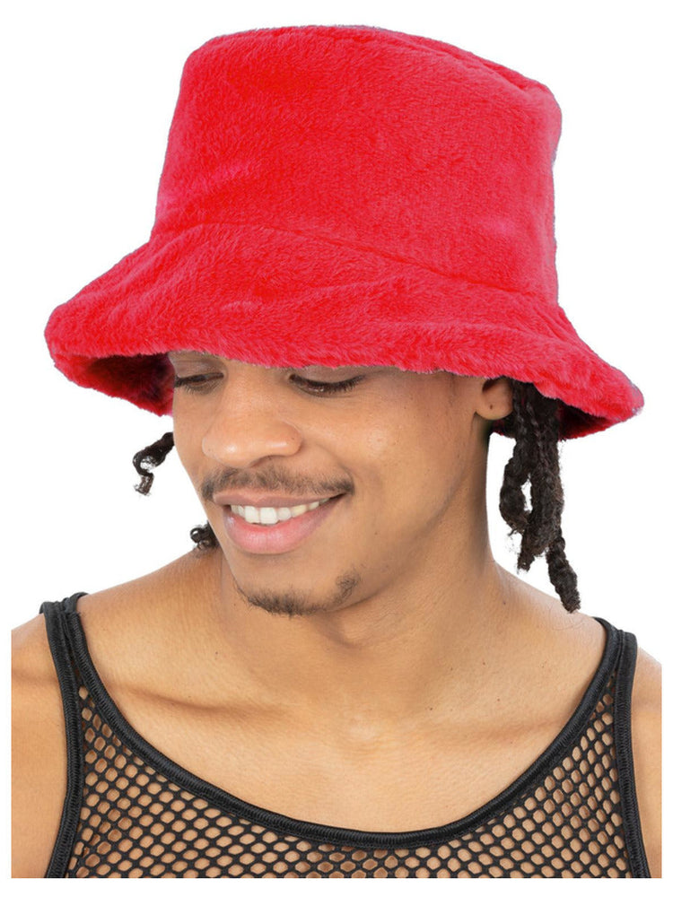 90s Red Fur Bucket Hat